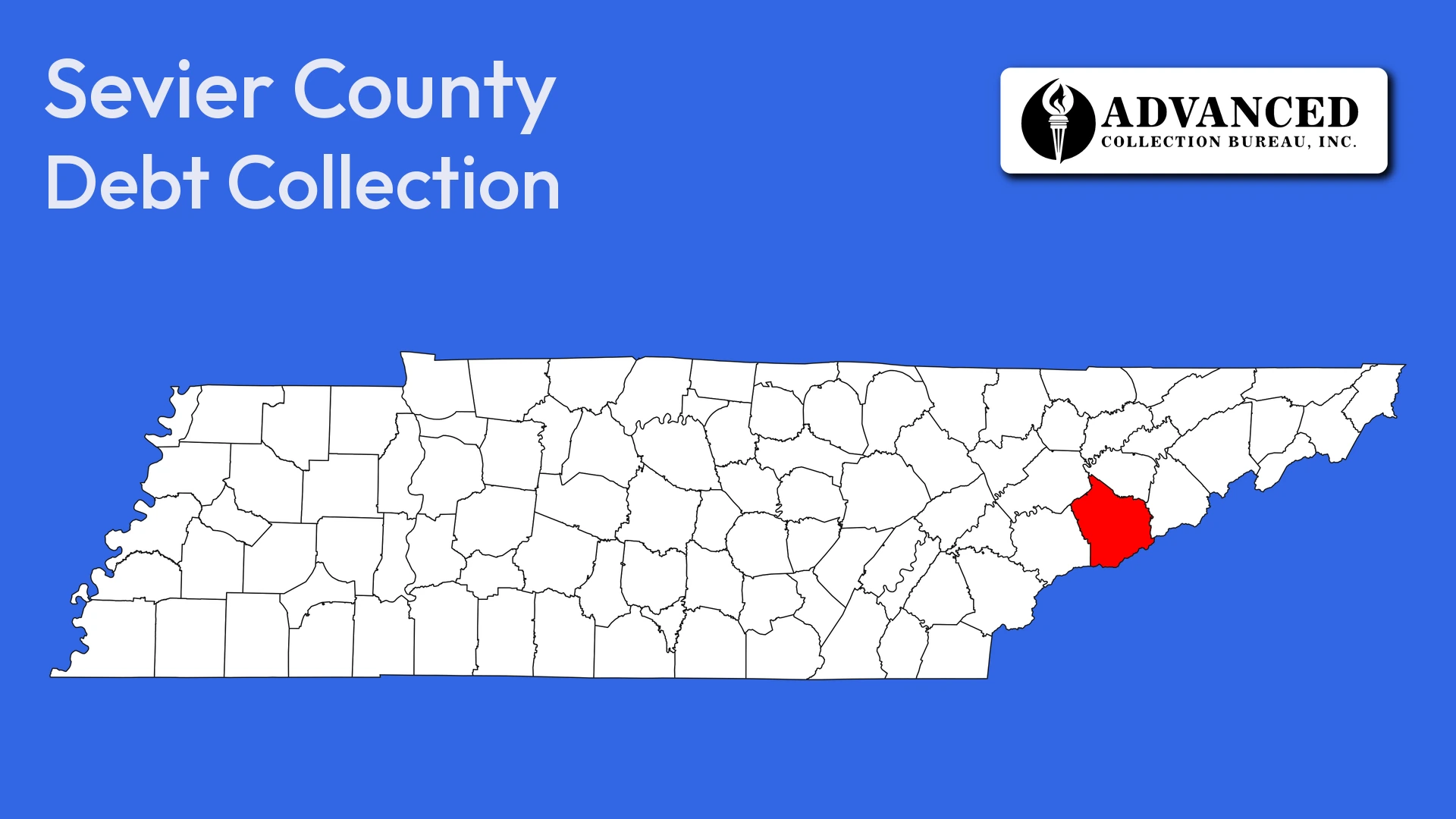 Map of Tennessee highlighting Sevier County