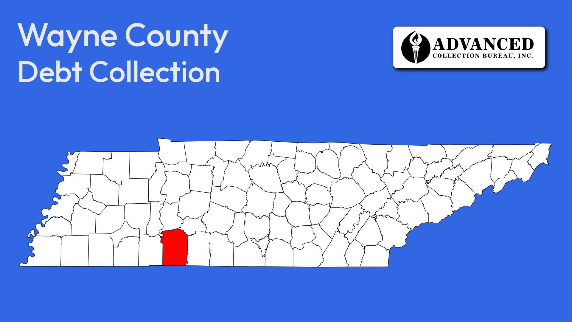 Map of Tennessee highlighting Wayne County