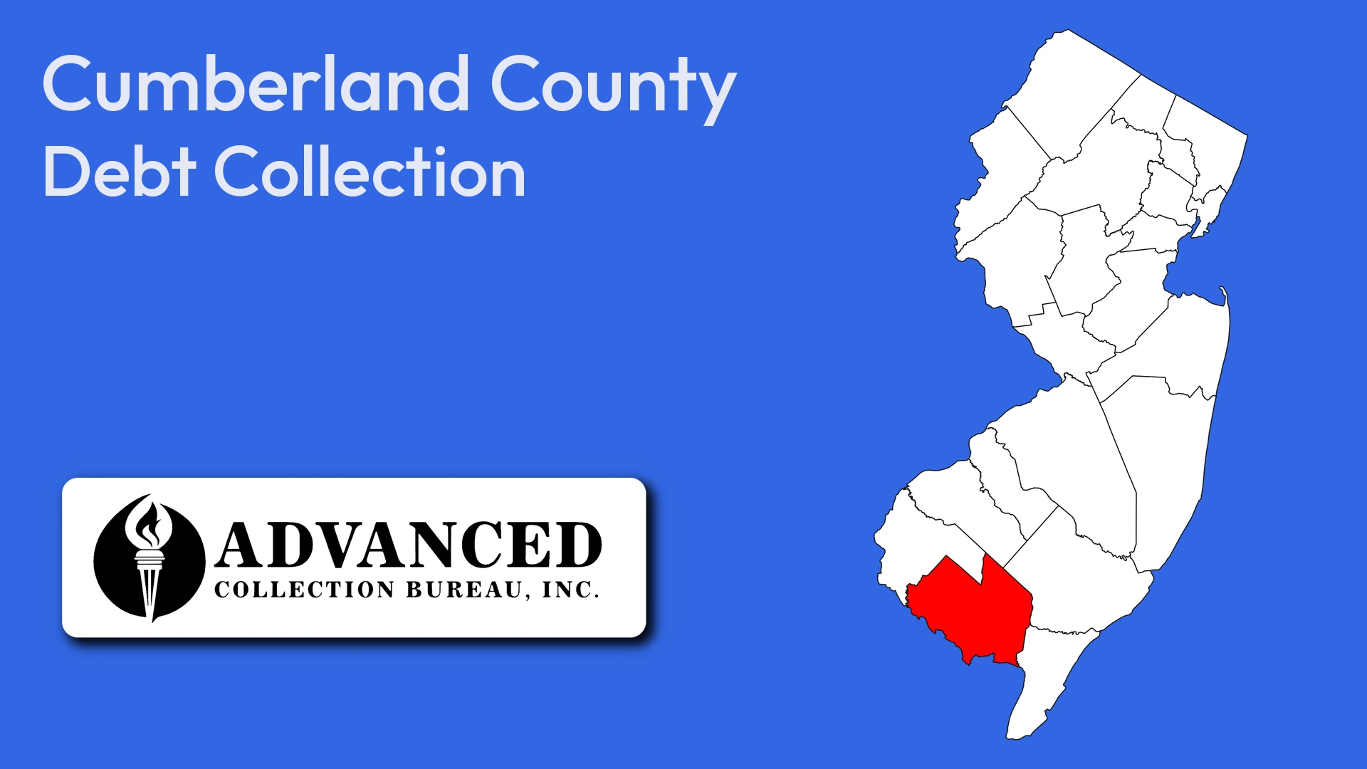 Map of New Jersey highlighting Cumberland County