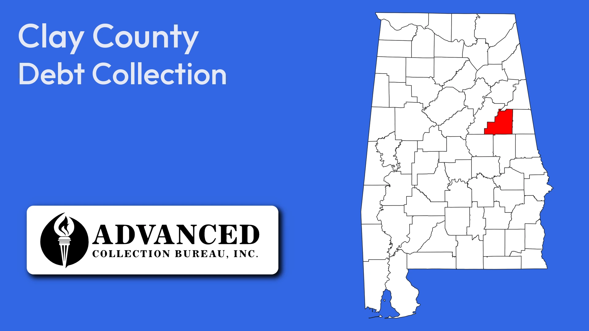 Map of Alabama highlighting Clay County