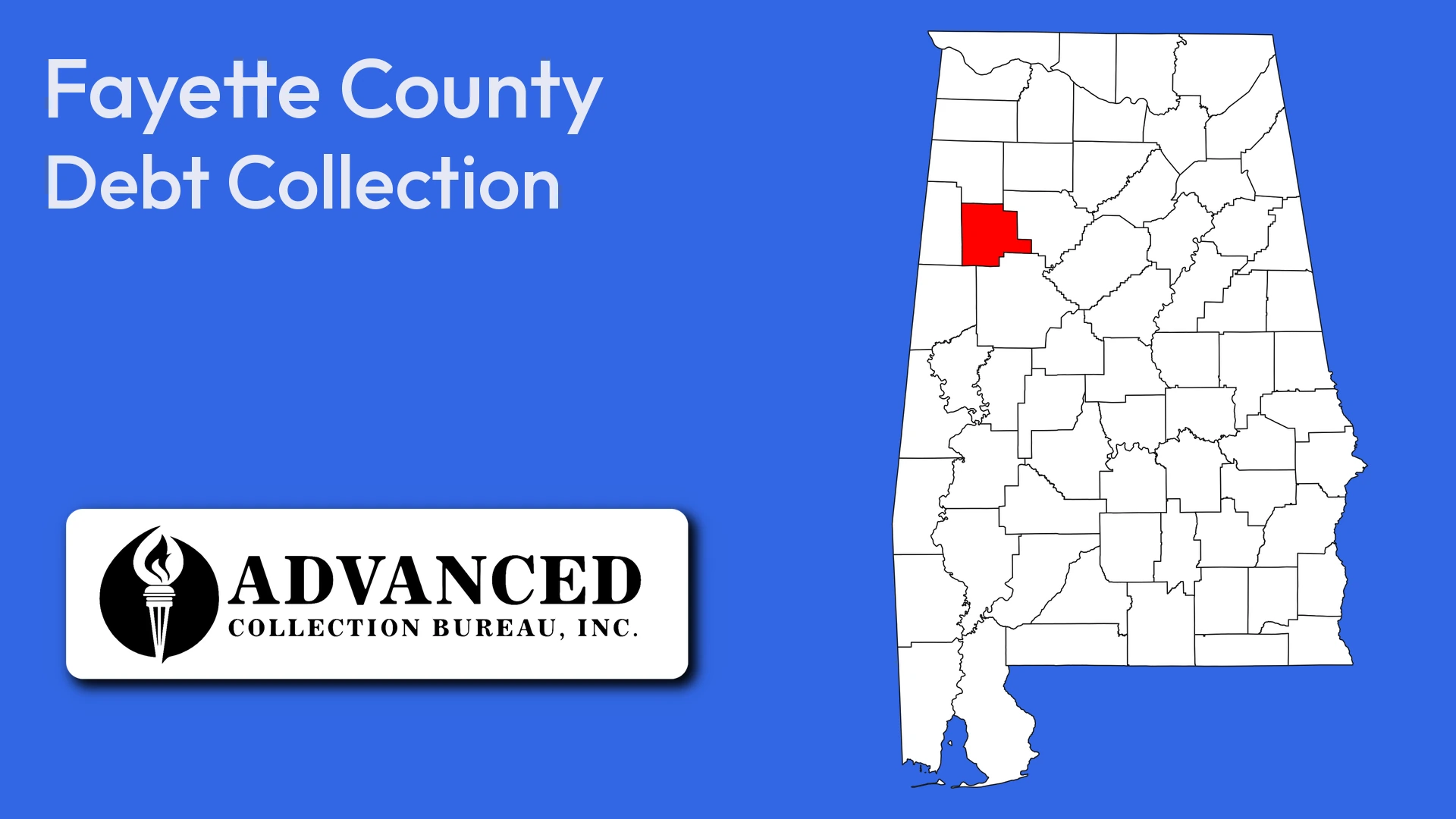Map of Alabama highlighting Fayette County