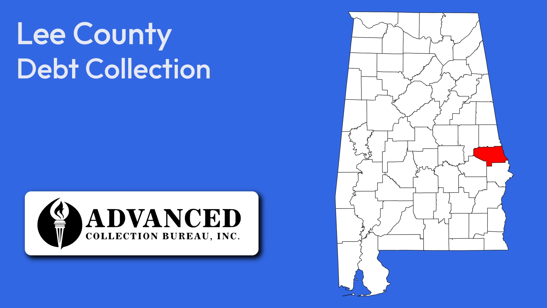 Map of Alabama highlighting Lee County