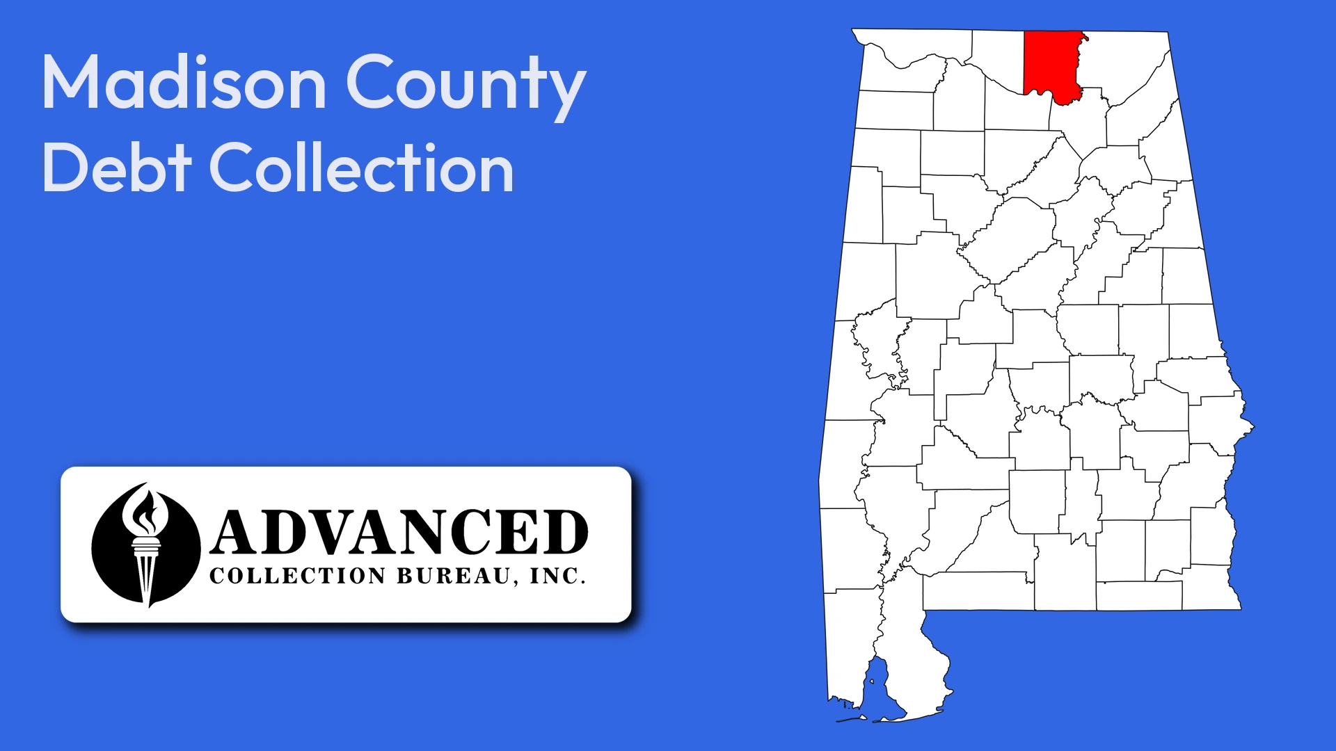 Map of Alabama highlighting Madison County