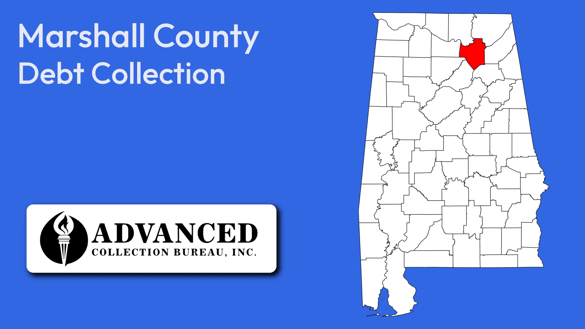 Map of Alabama highlighting Marshall County