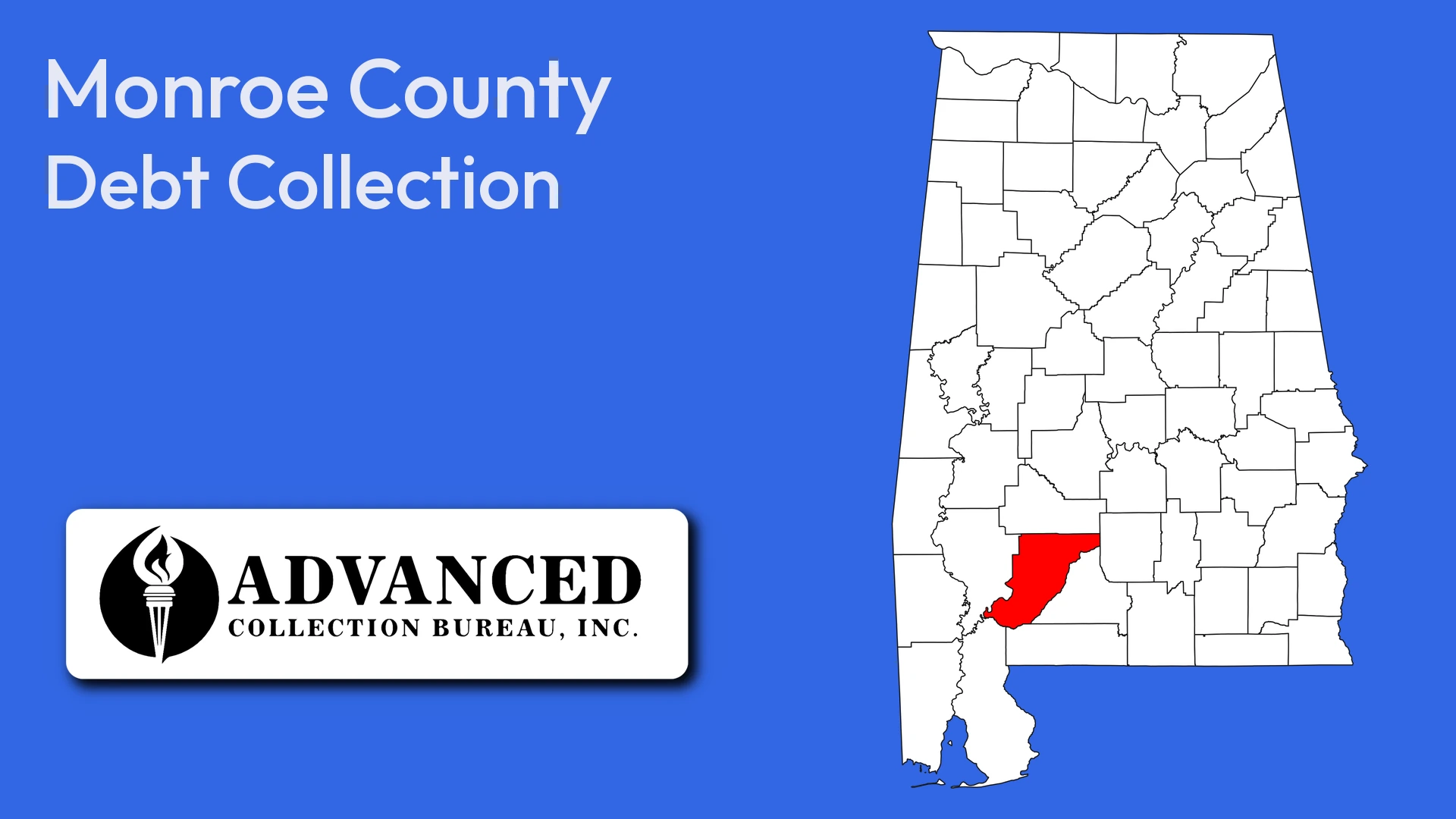 Map of Alabama highlighting Monroe County