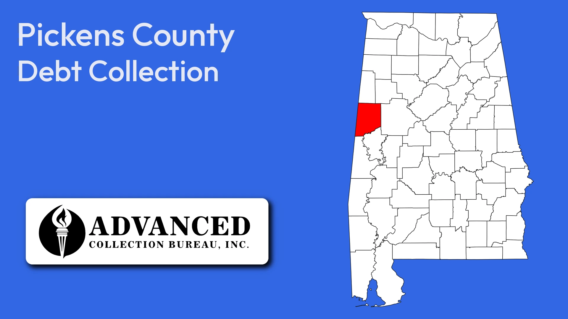 Map of Alabama highlighting Pickens County