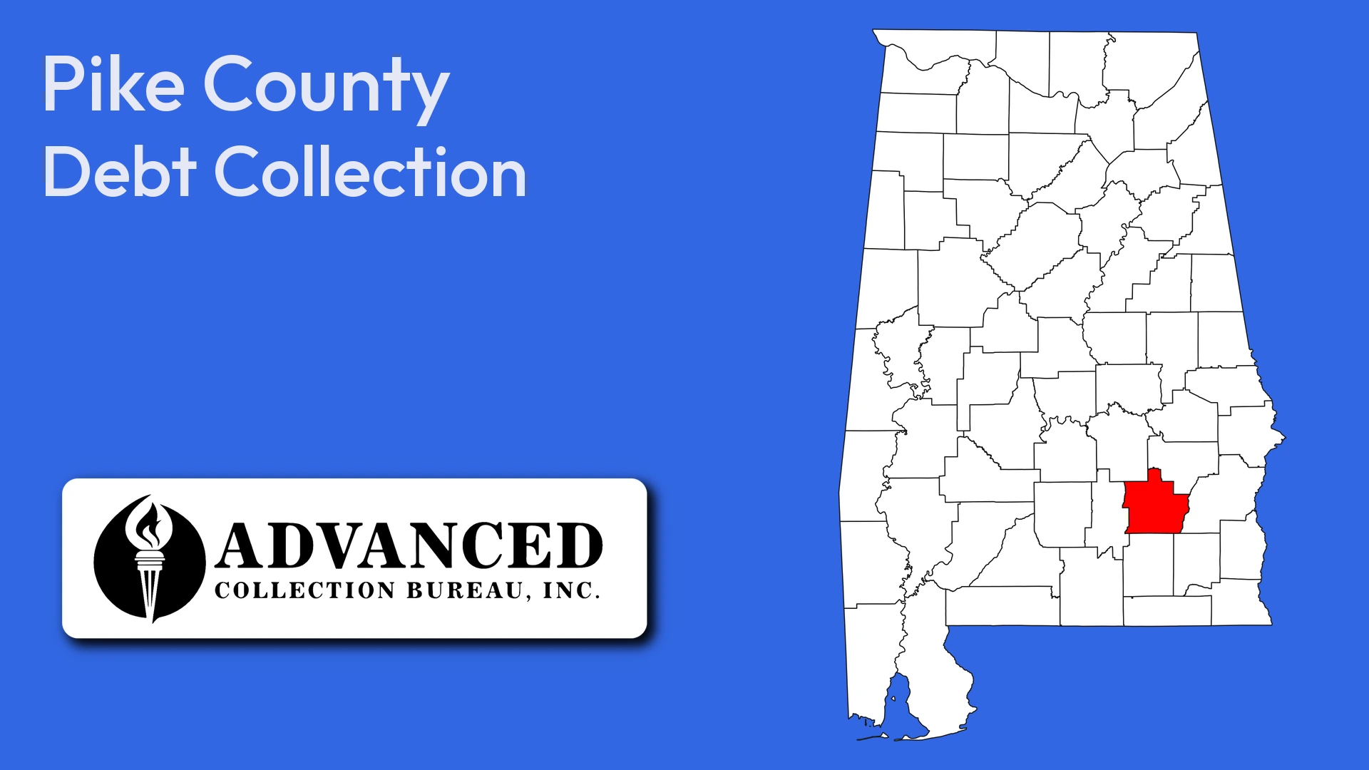 Map of Alabama highlighting Pike County