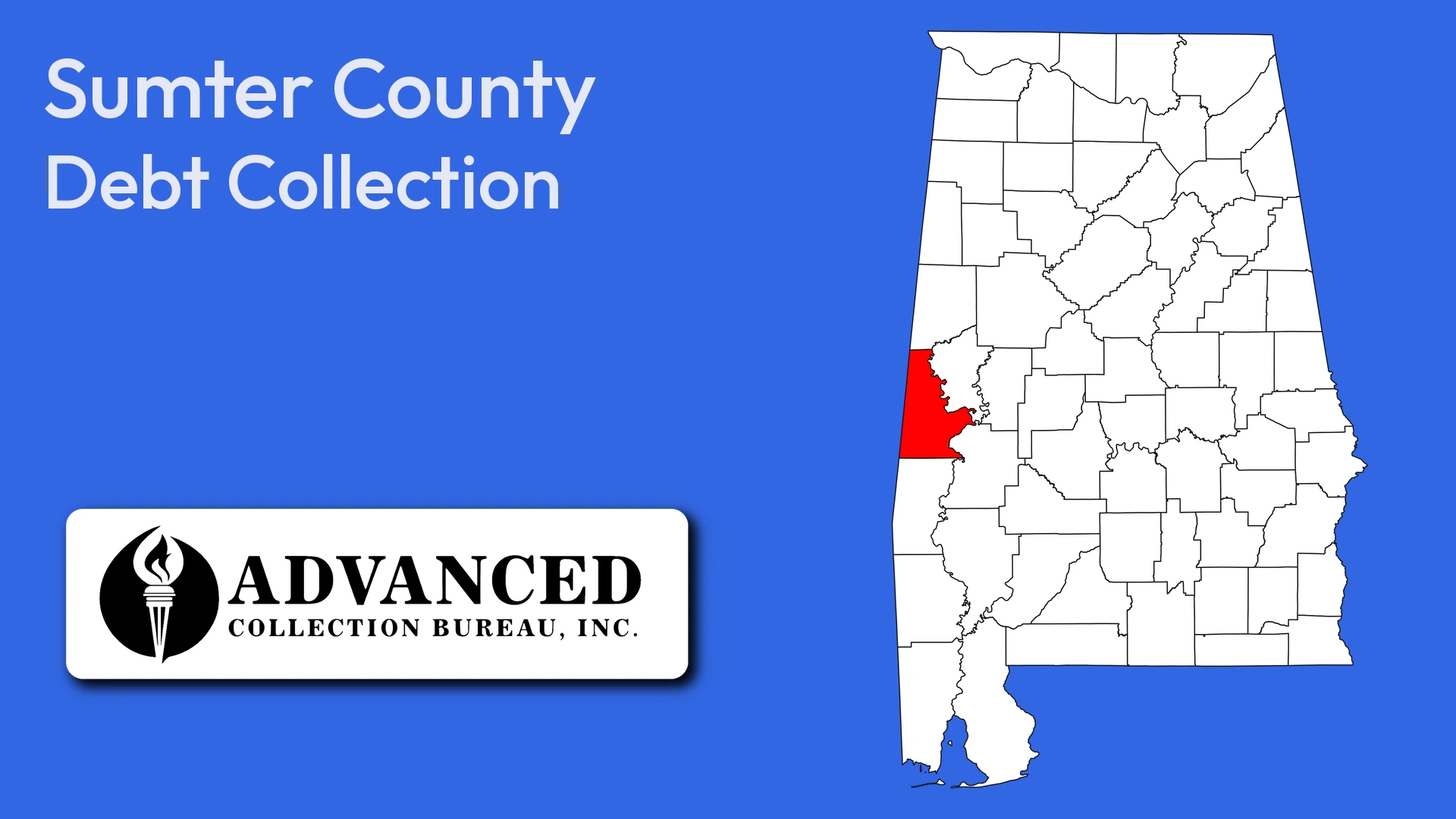 Map of Alabama highlighting Sumter County