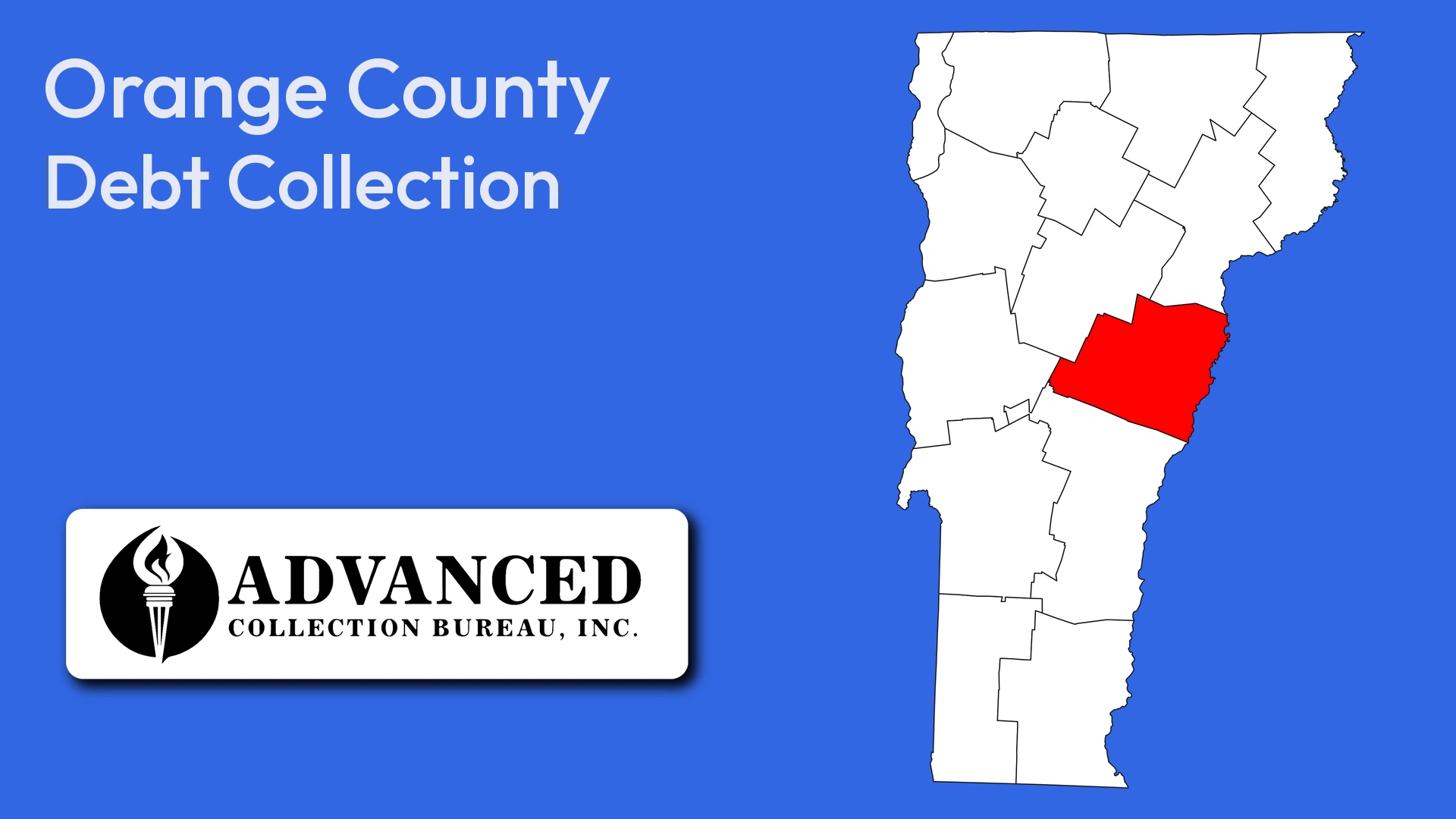 Map of Vermont highlighting Orange County