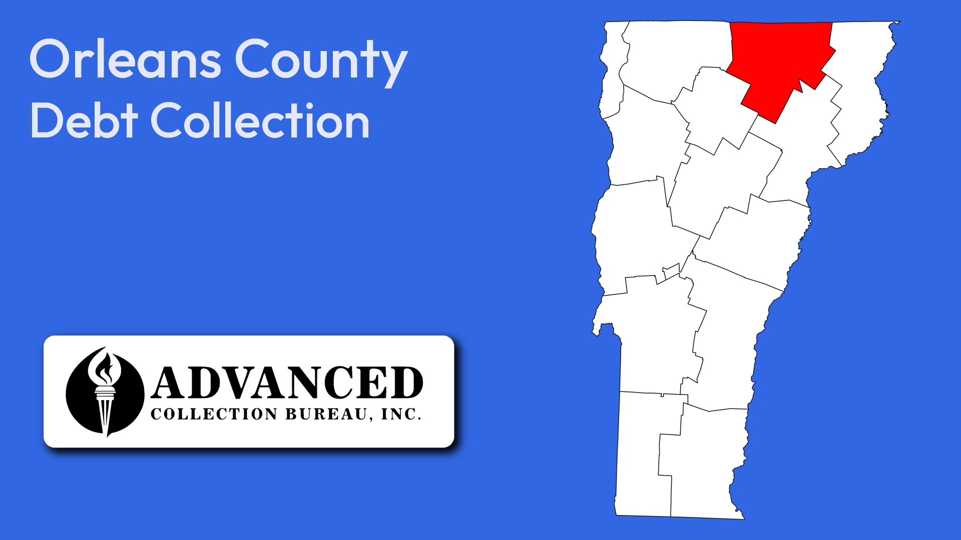 Map of Vermont highlighting Orleans County