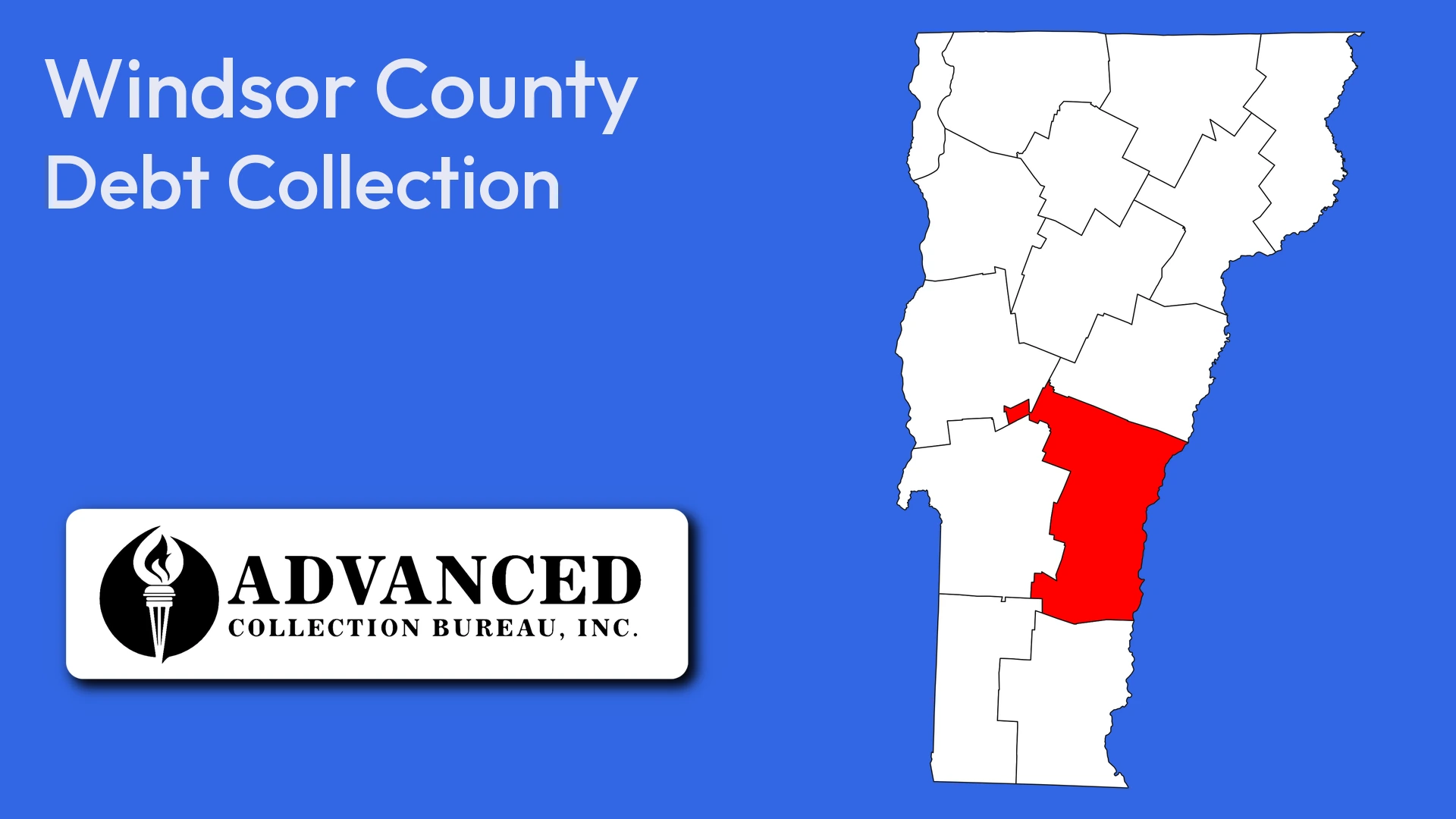 Map of Vermont highlighting Windsor County