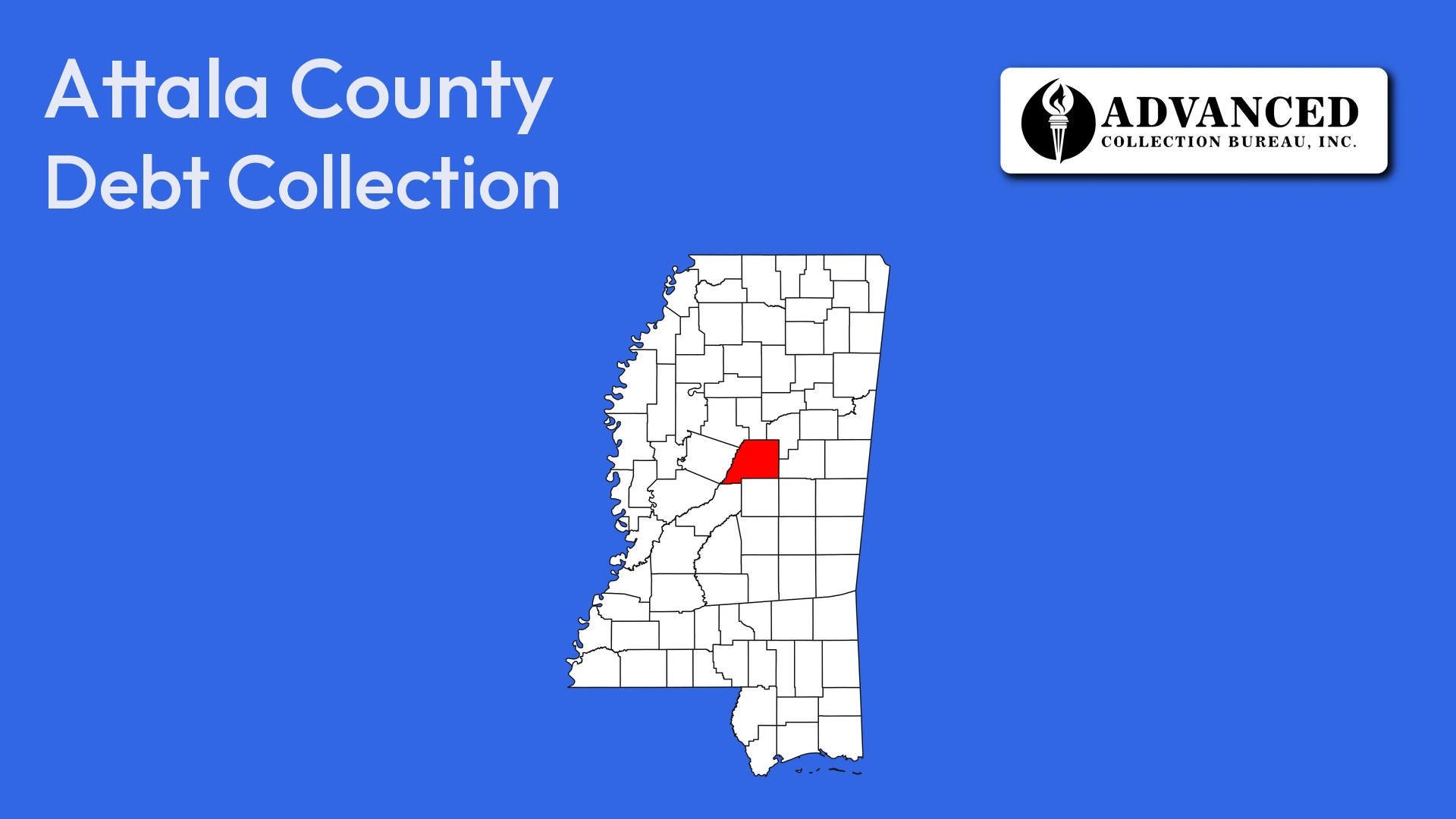 Map of Mississippi highlighting Attala County