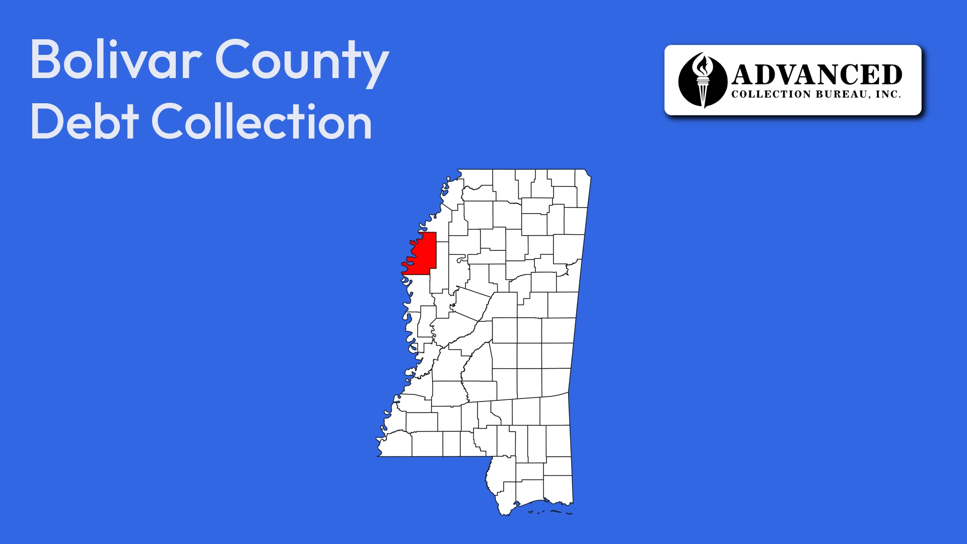 Map of Mississippi highlighting Bolivar County