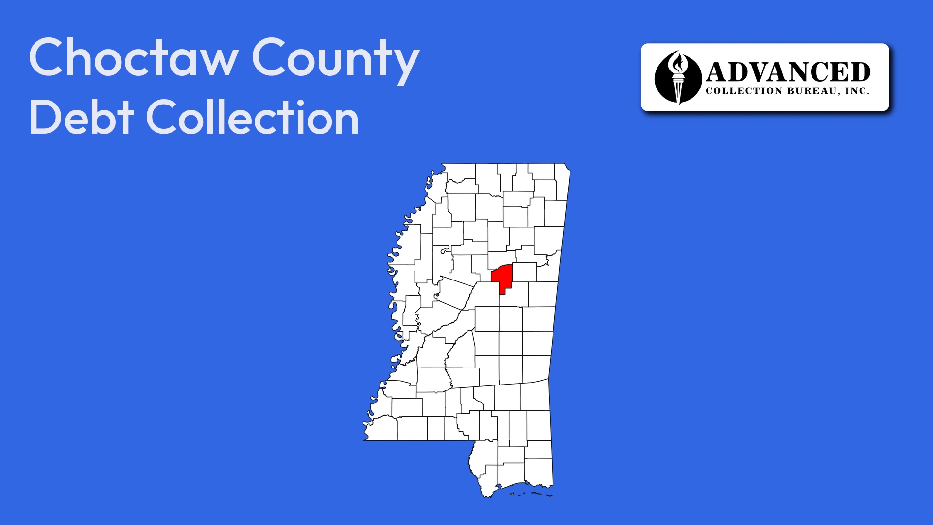 Map of Mississippi highlighting Choctaw County
