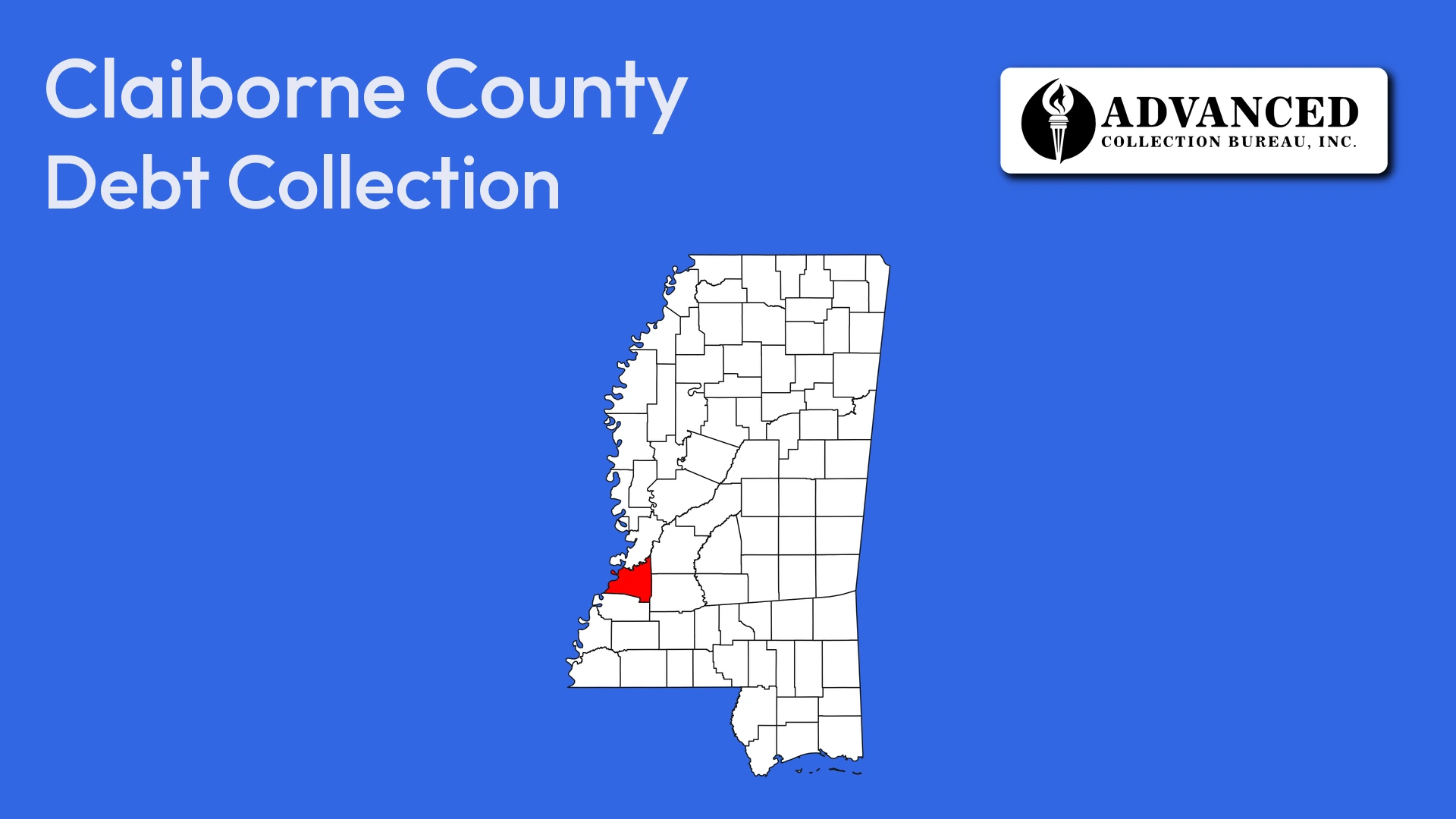 Map of Mississippi highlighting Claiborne County