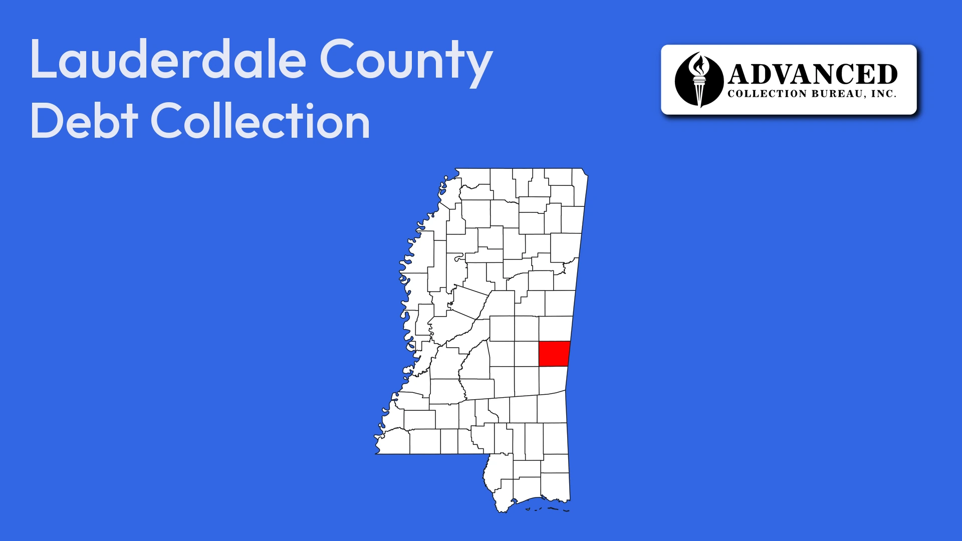 Map of Mississippi highlighting Lauderdale County