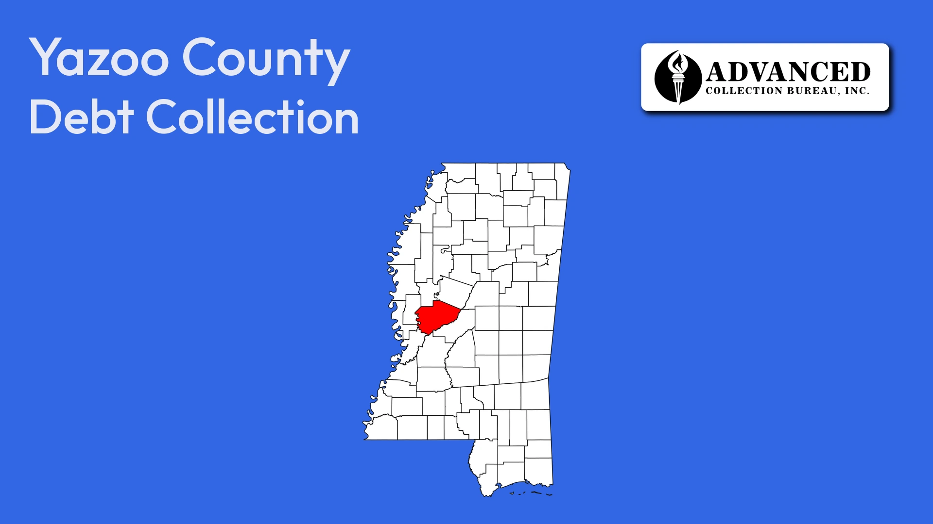 Map of Mississippi highlighting Yazoo County