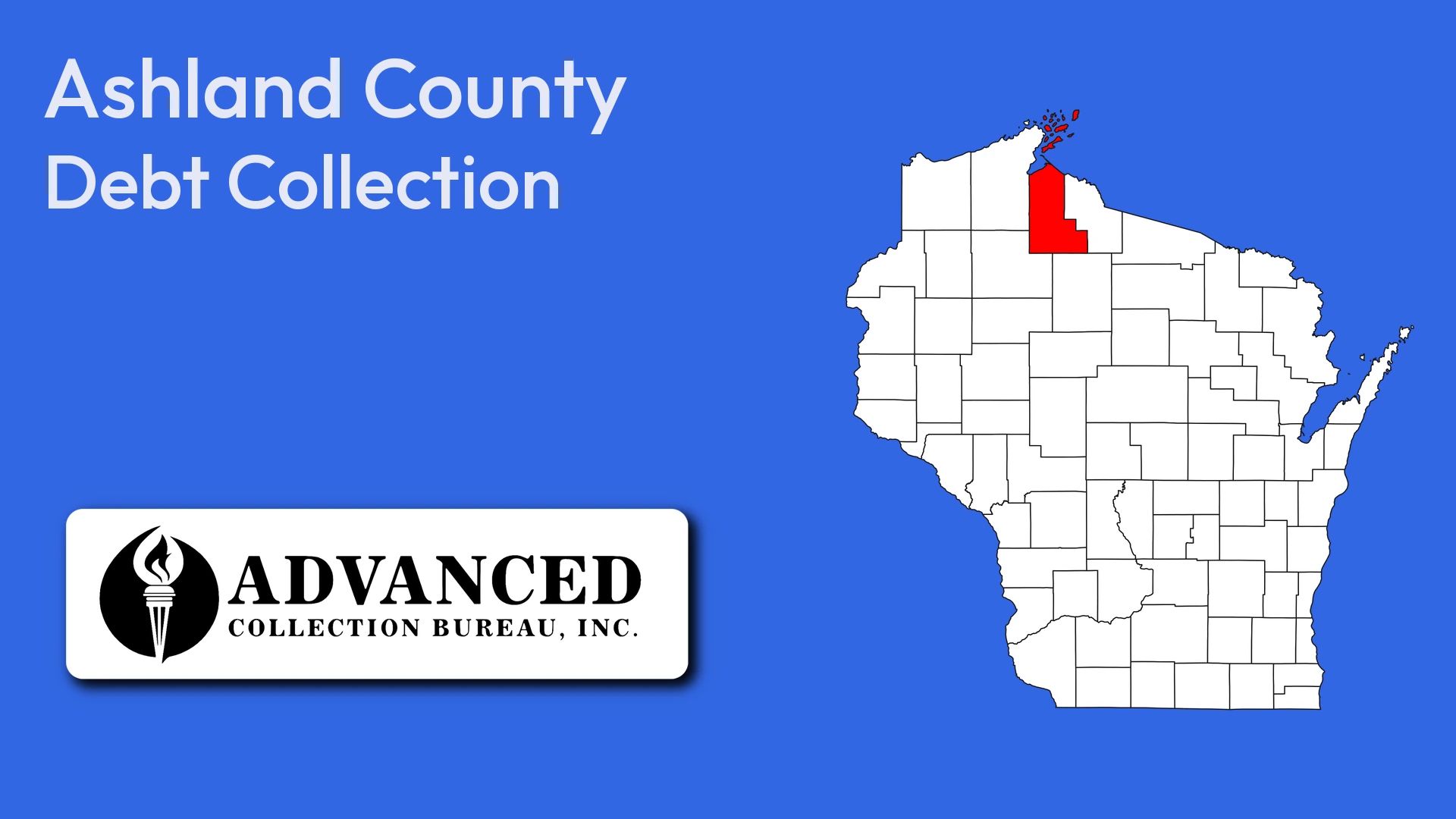 Map of Wisconsin highlighting Ashland County