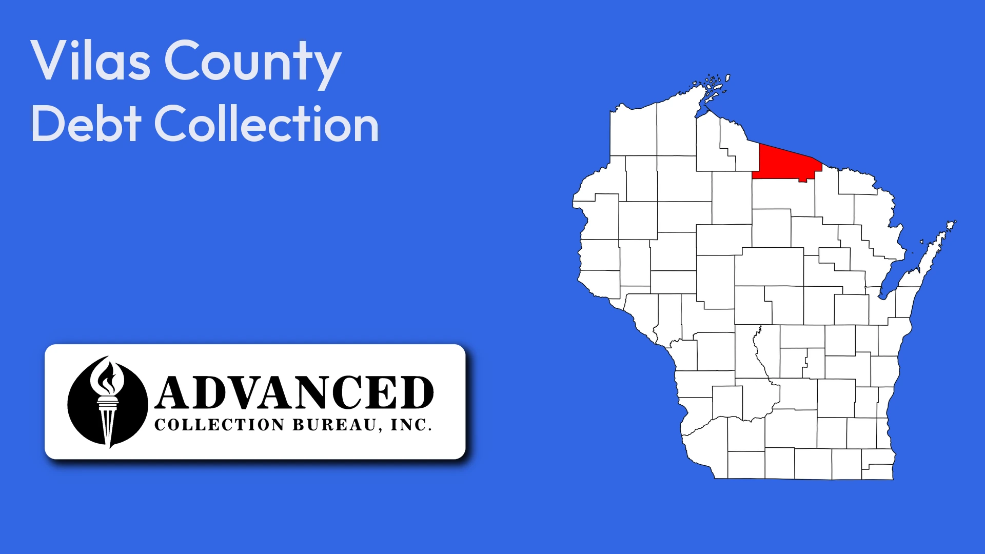 Map of Wisconsin highlighting Vilas County