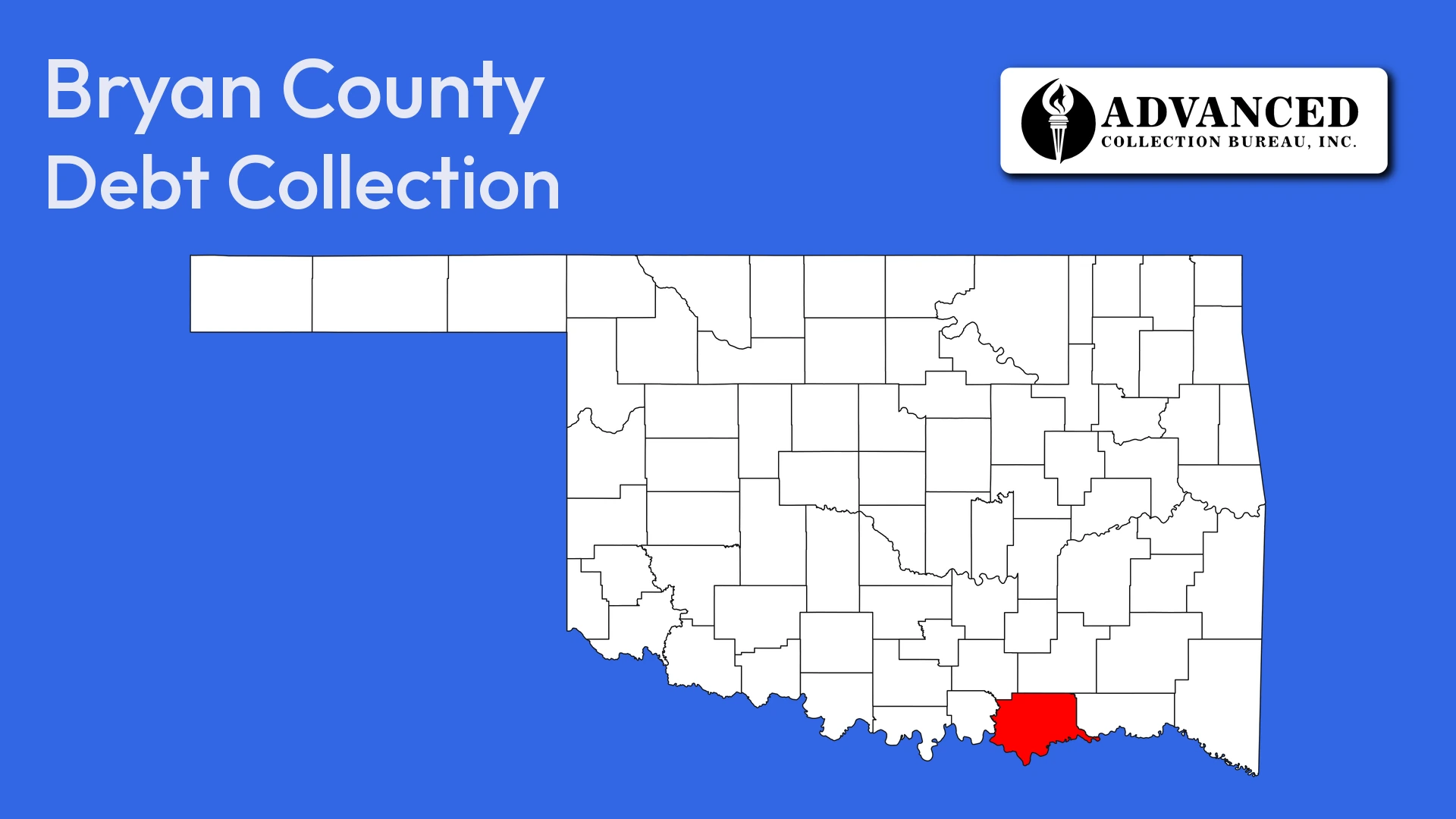 Map of Oklahoma highlighting Bryan County