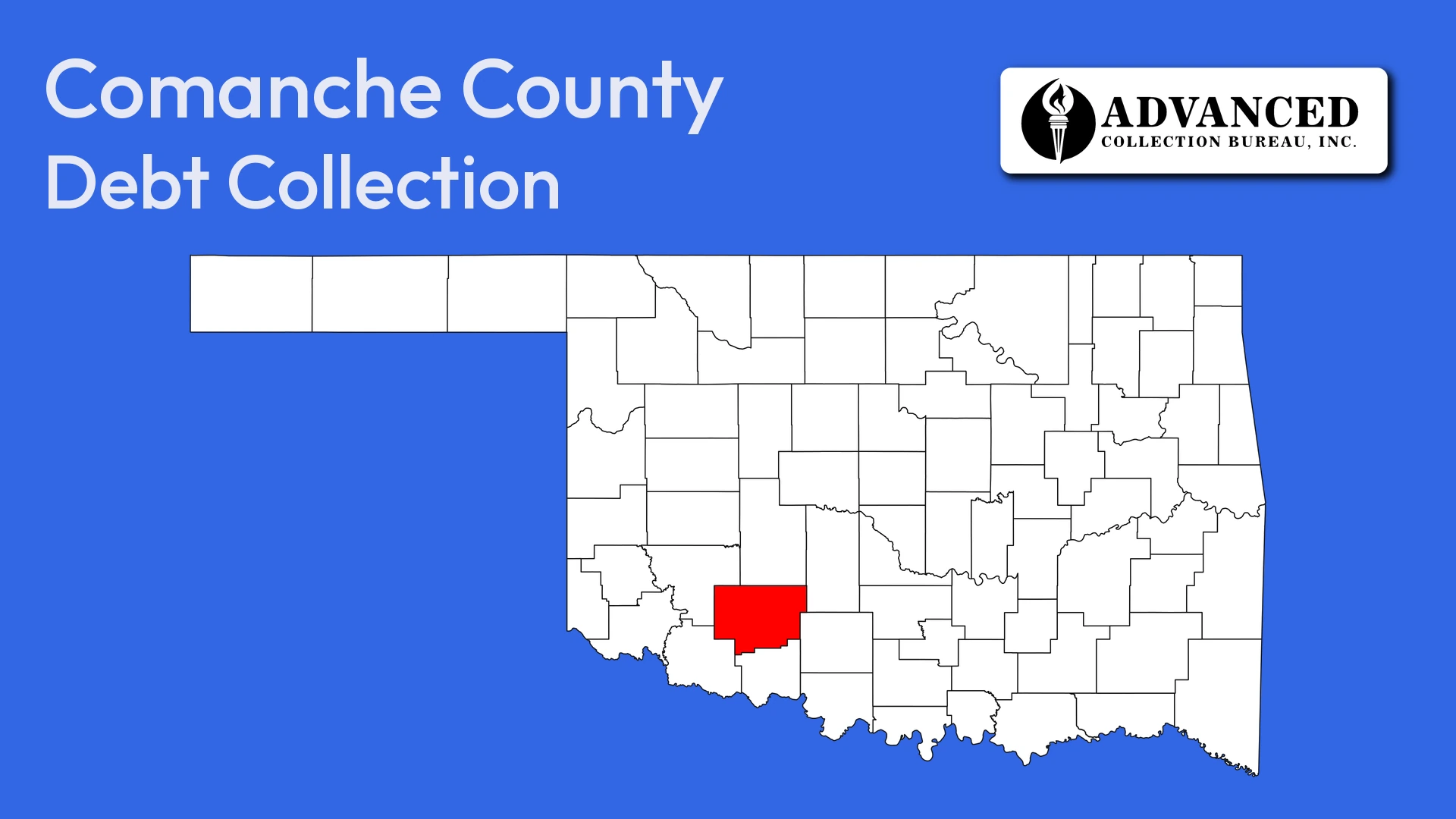 Map of Oklahoma highlighting Comanche County