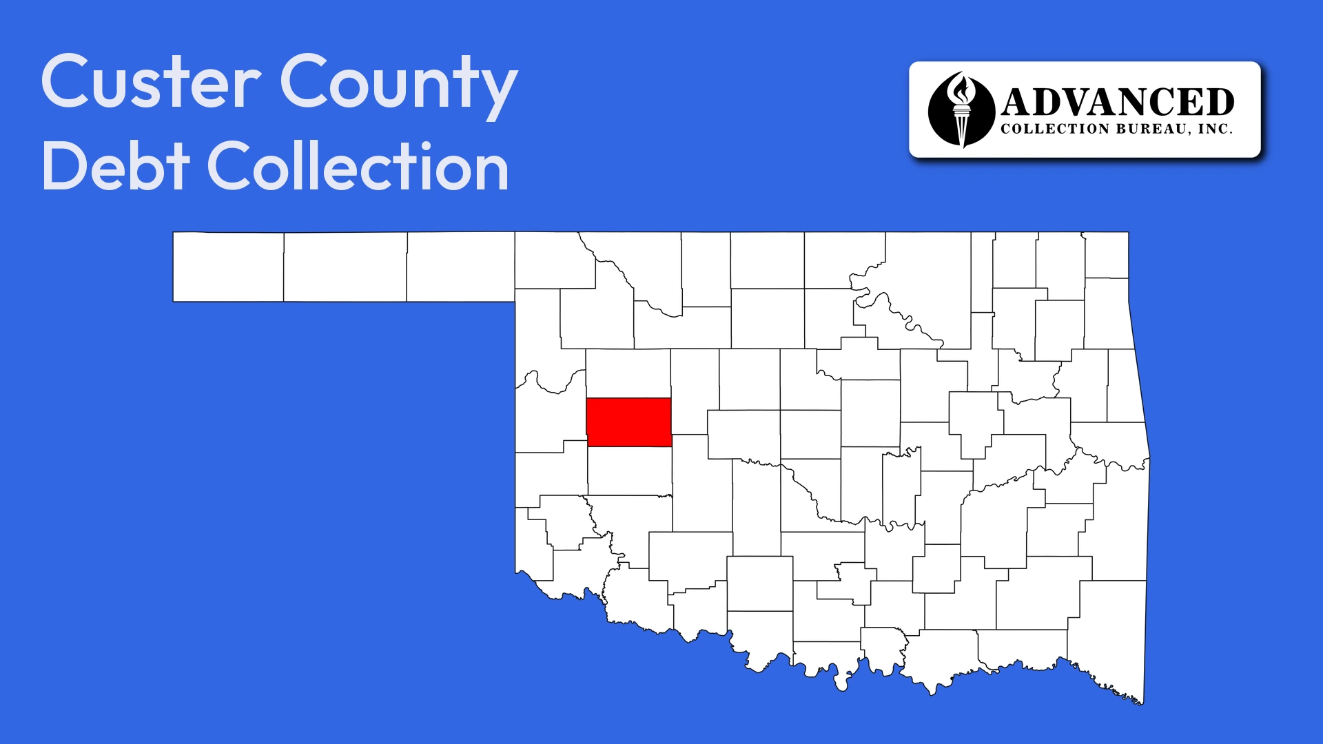 Map of Oklahoma highlighting Custer County