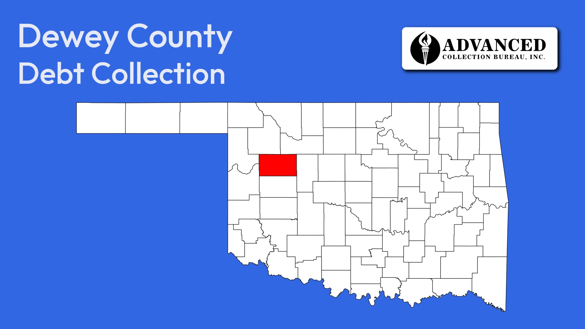 Map of Oklahoma highlighting Dewey County