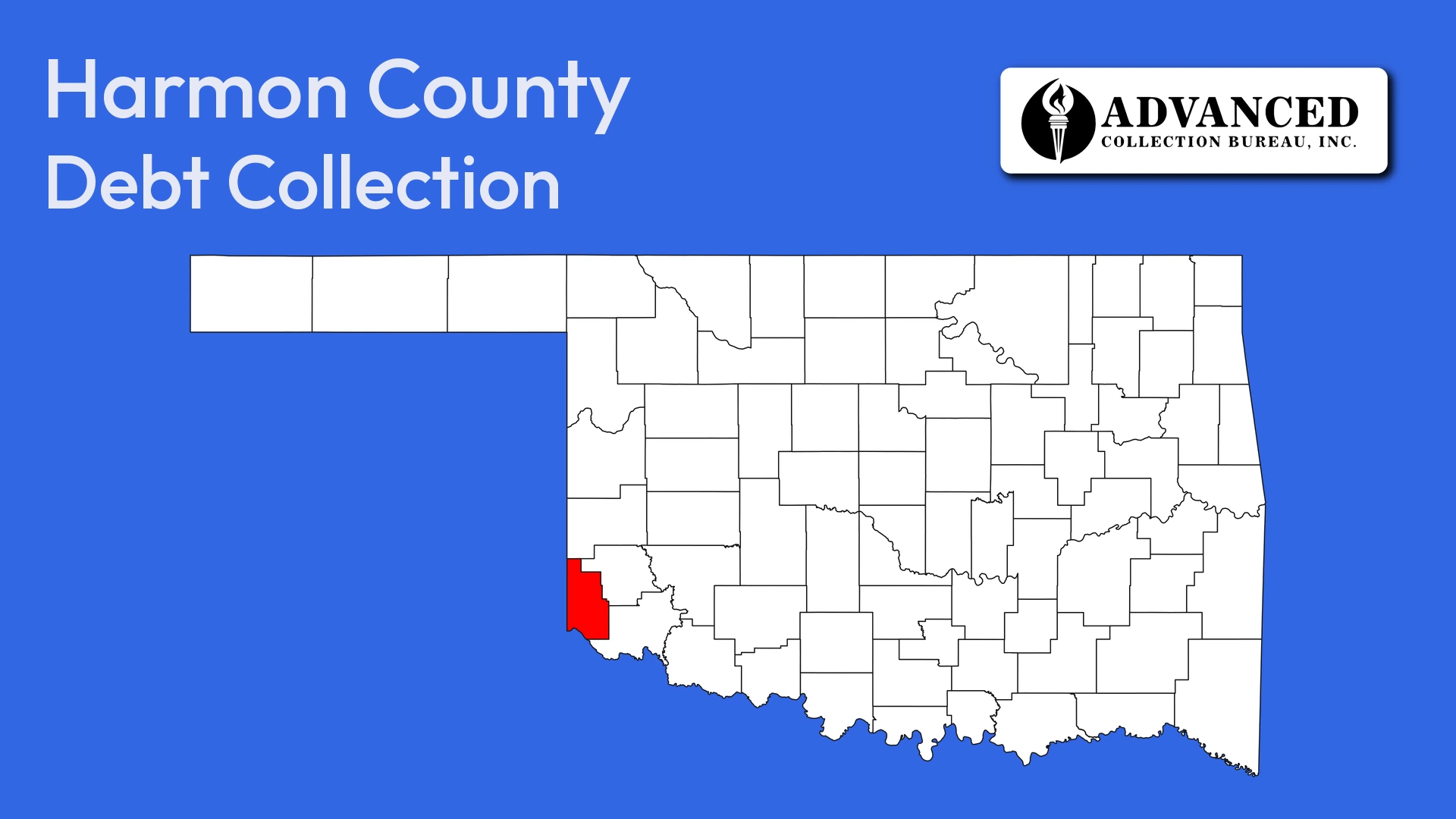Map of Oklahoma highlighting Harmon County