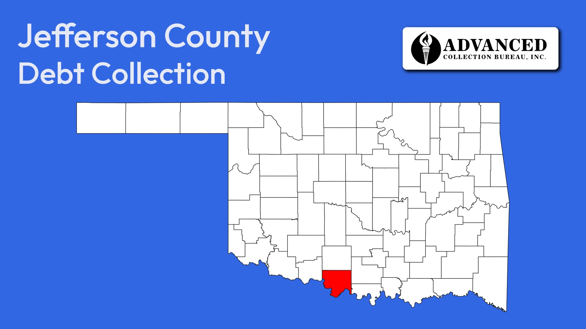 Map of Oklahoma highlighting Jefferson County