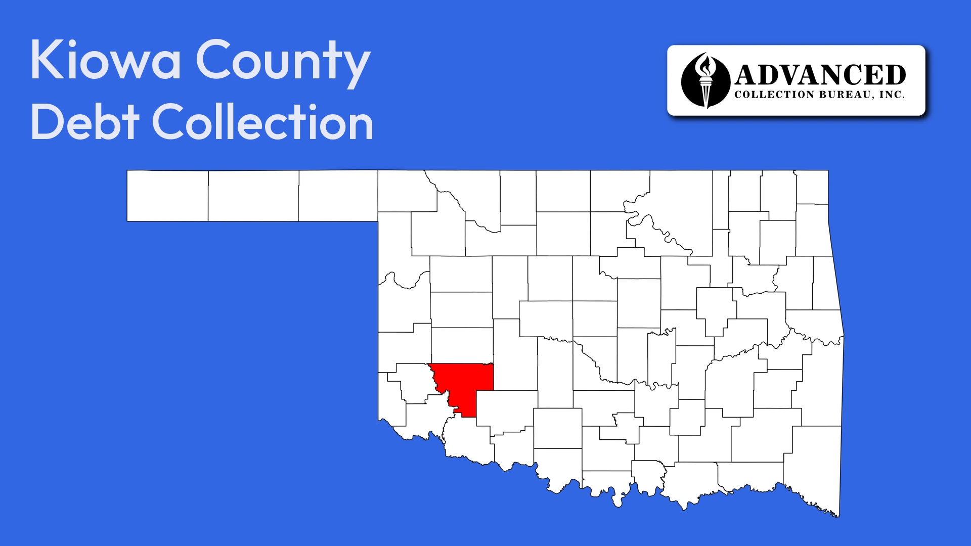 Map of Oklahoma highlighting Kiowa County