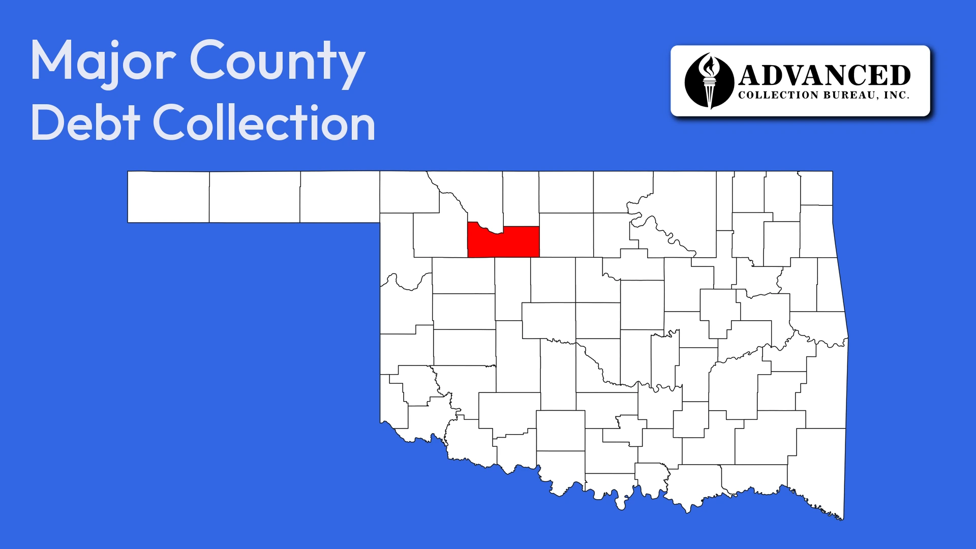 Map of Oklahoma highlighting Major County