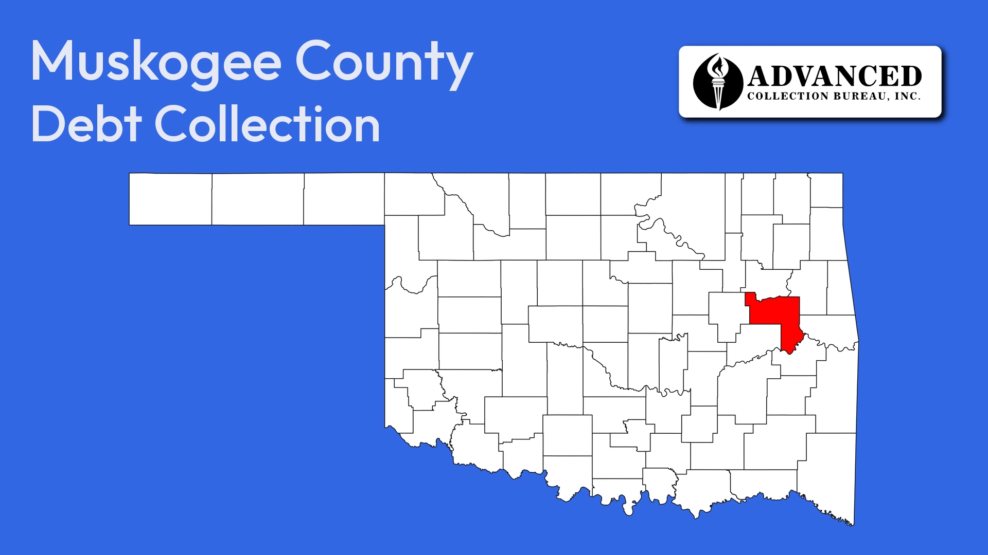 Map of Oklahoma highlighting Muskogee County
