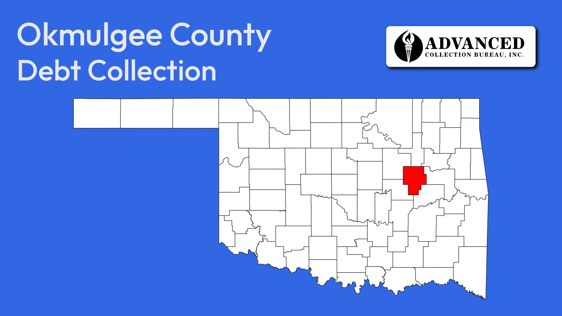 Map of Oklahoma highlighting Okmulgee County