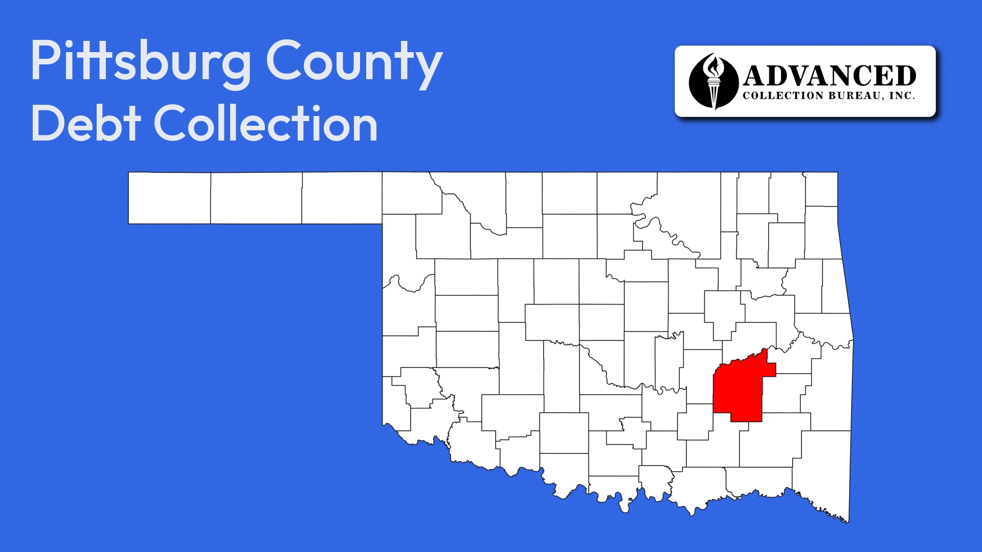 Map of Oklahoma highlighting Pittsburg County