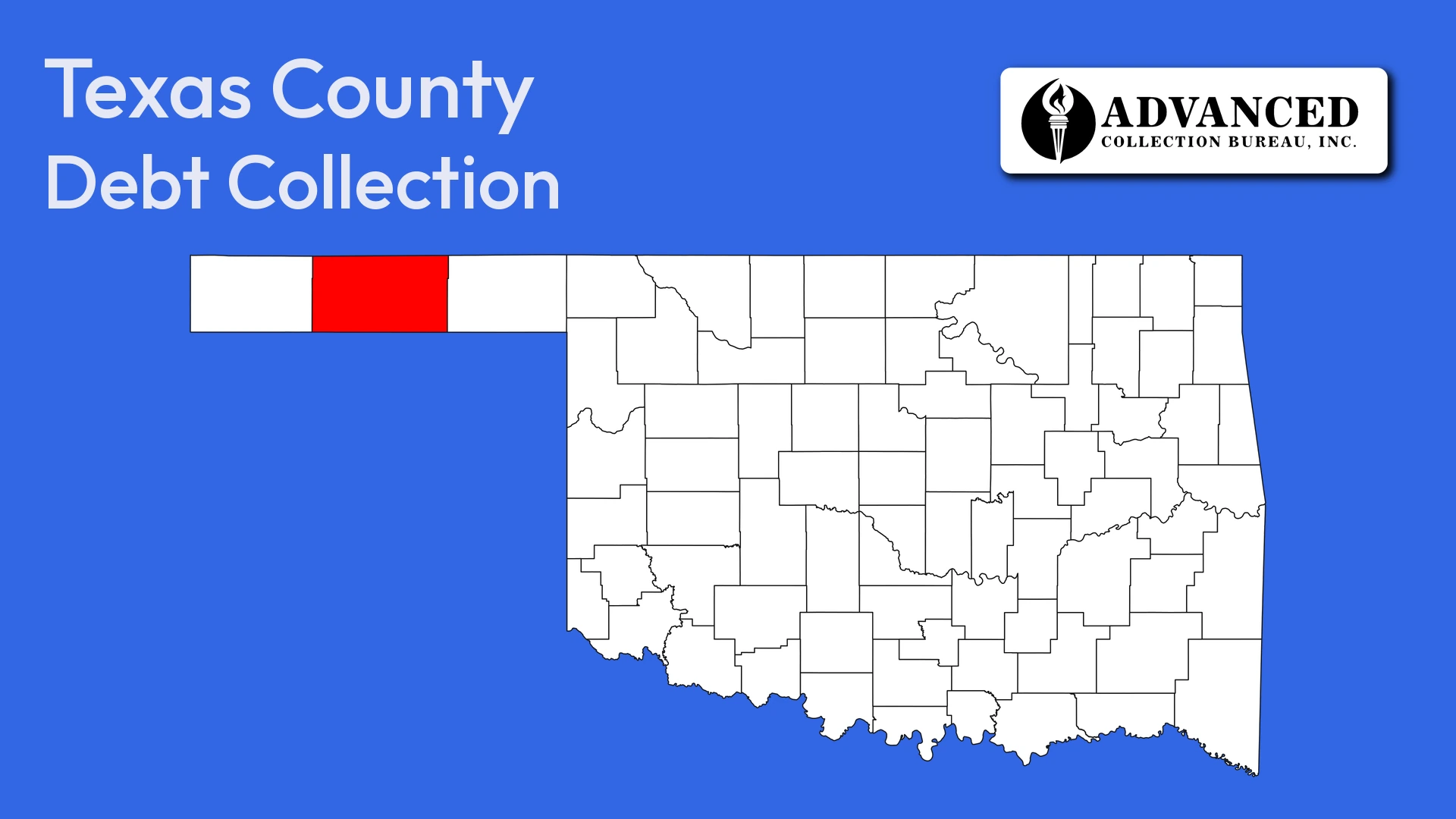 Map of Oklahoma highlighting Texas County