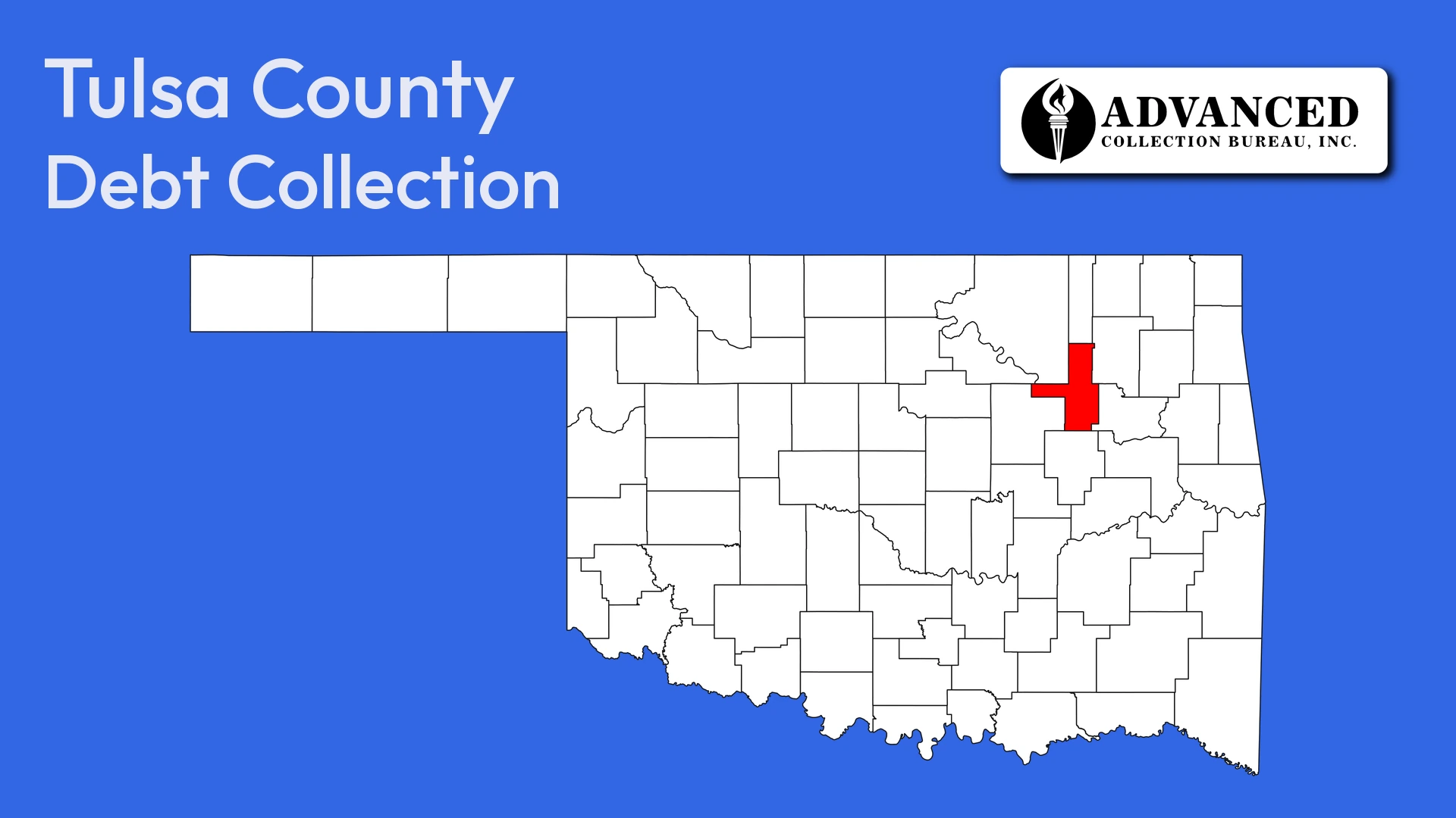Map of Oklahoma highlighting Tulsa County