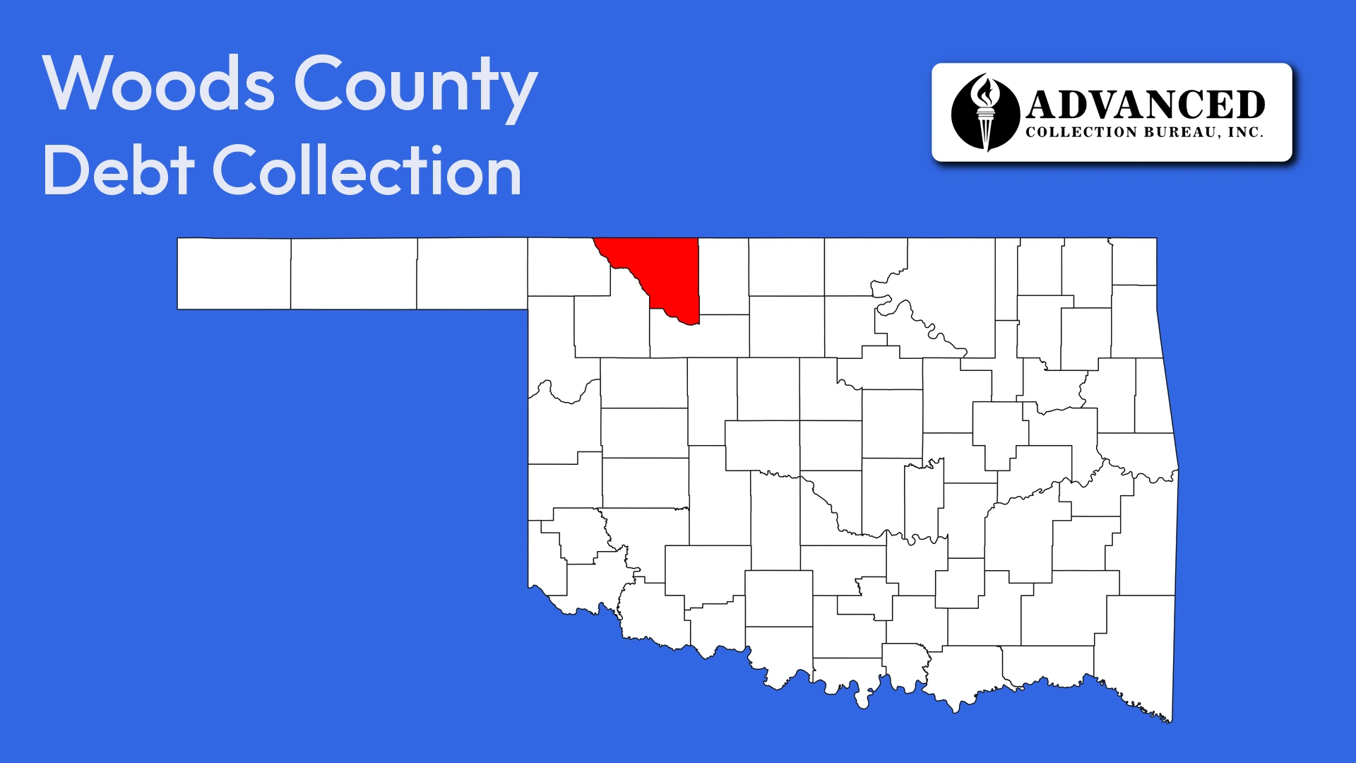 Map of Oklahoma highlighting Woods County