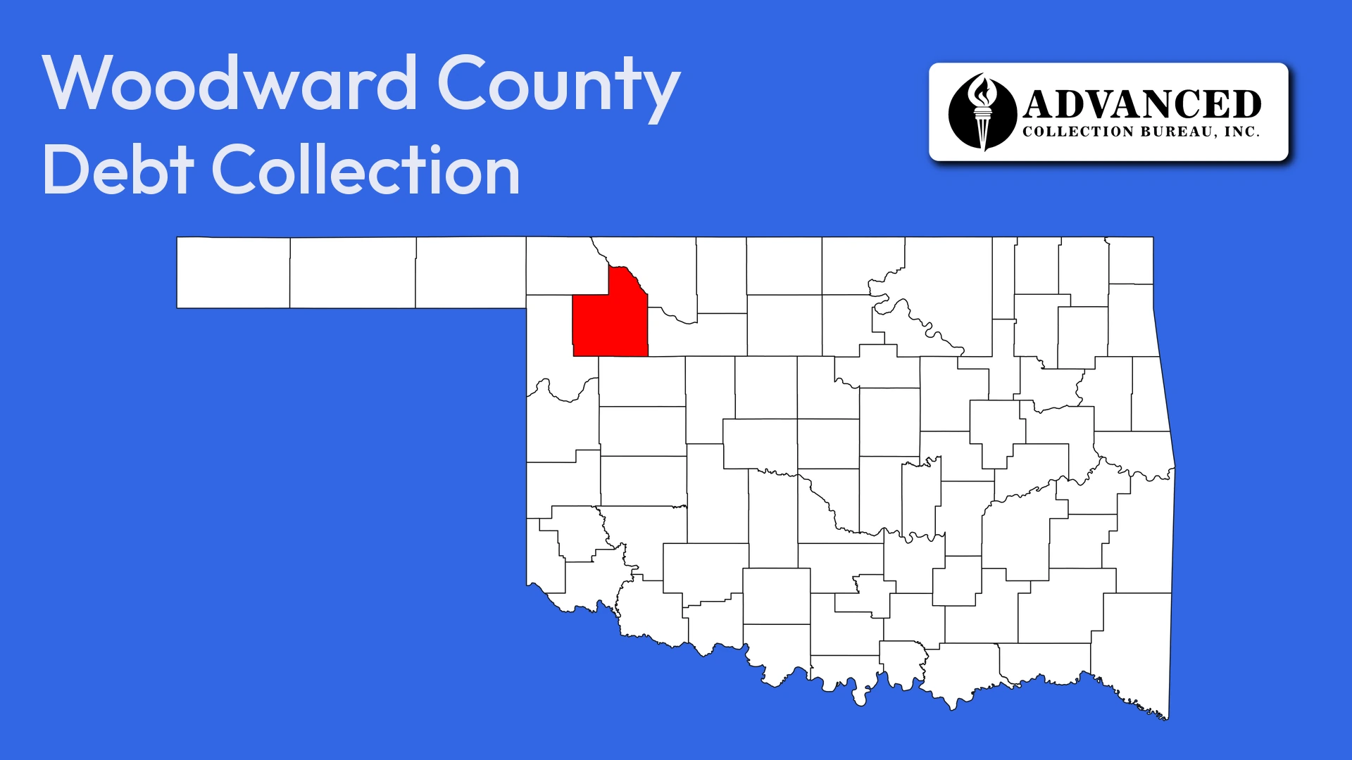 Map of Oklahoma highlighting Woodward County