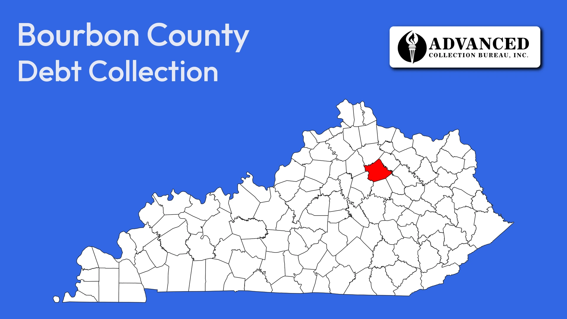 Map of Kentucky highlighting Bourbon County