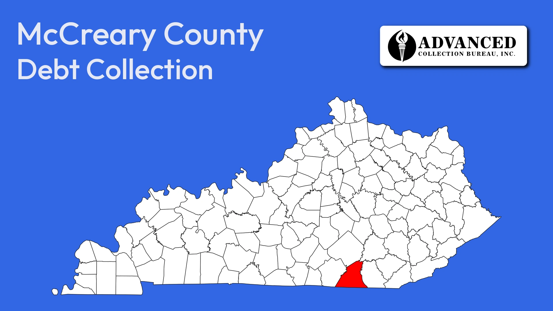 Map of Kentucky highlighting McCreary County