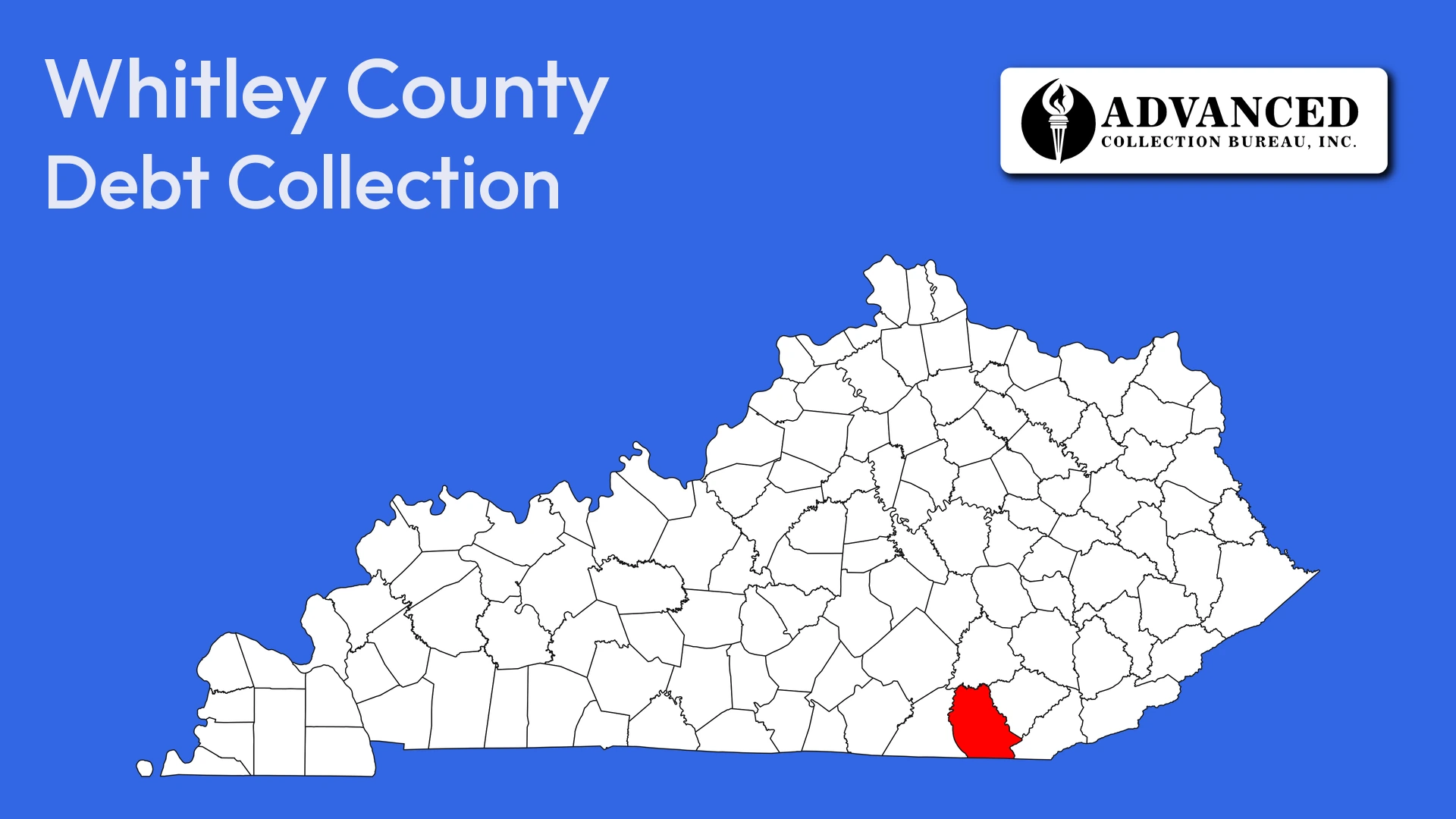 Map of Kentucky highlighting Whitley County