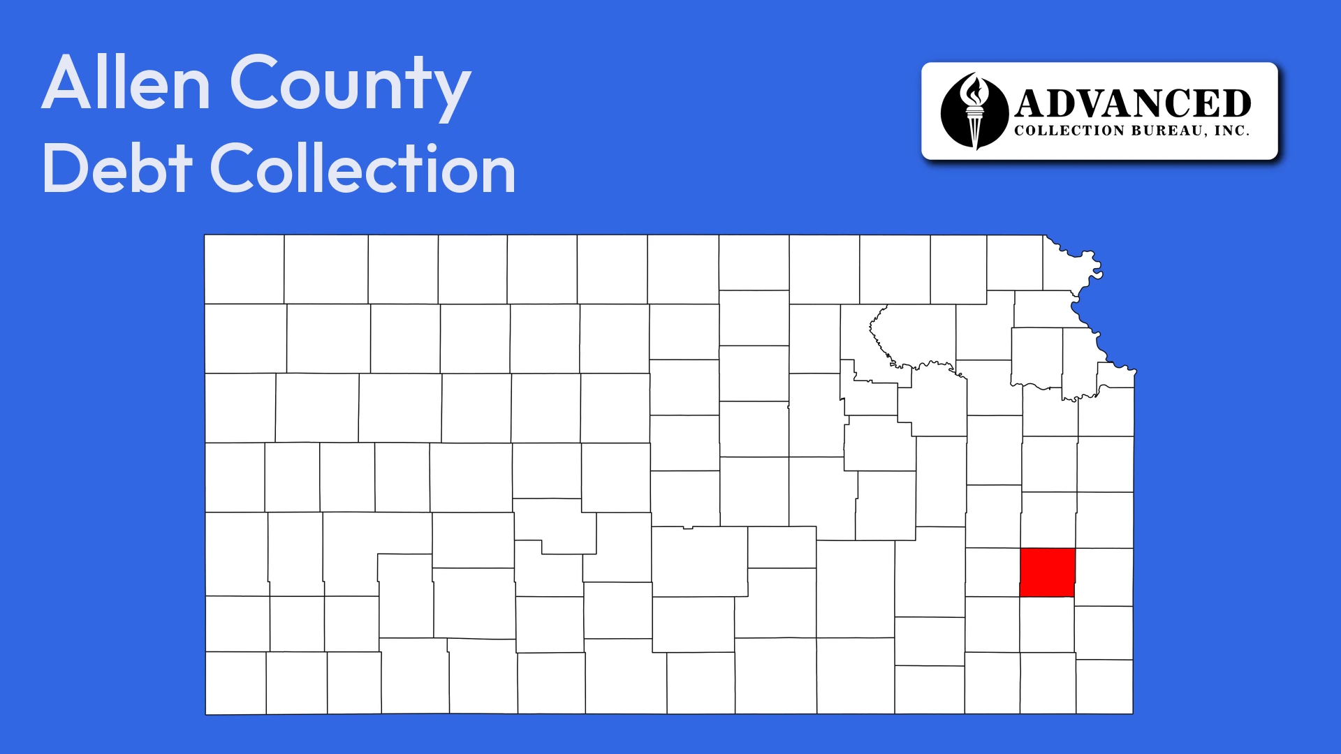 Map of Kansas highlighting Allen County
