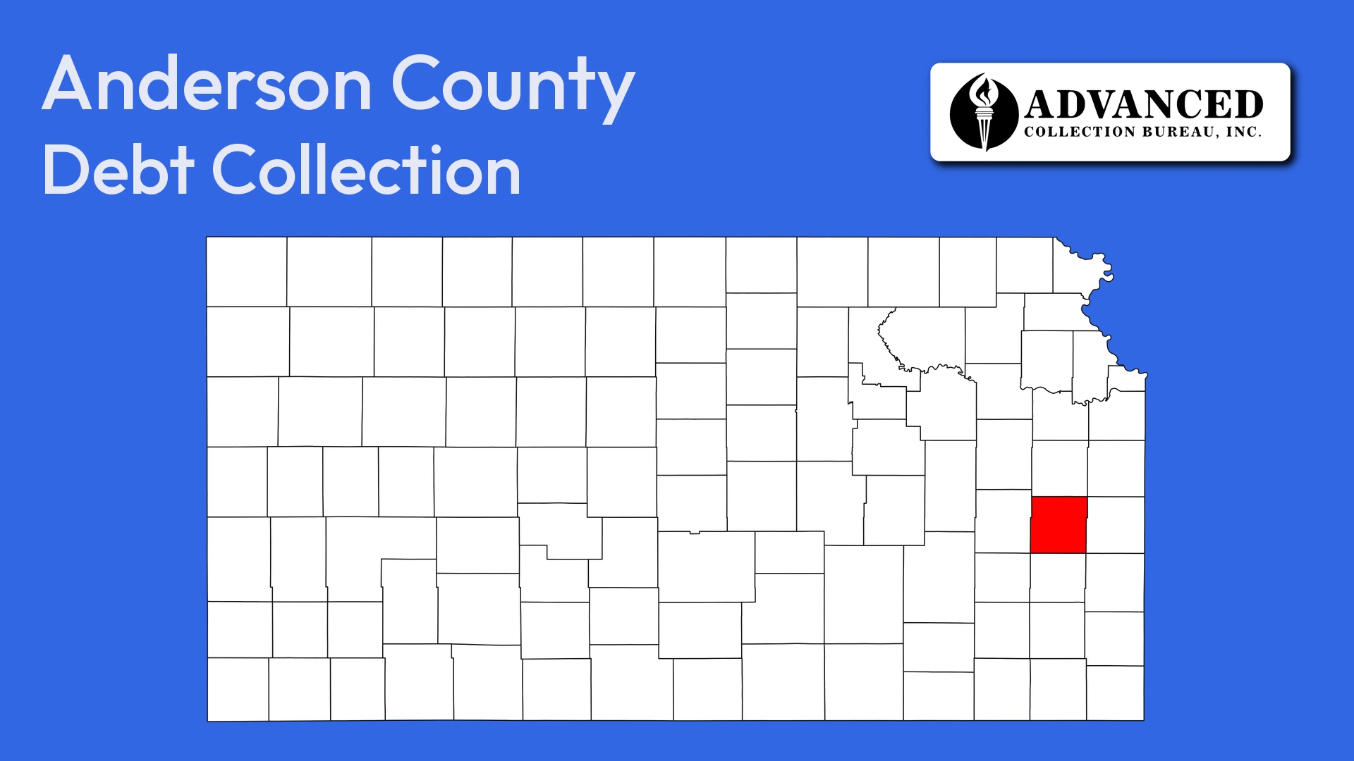 Map of Kansas highlighting Anderson County