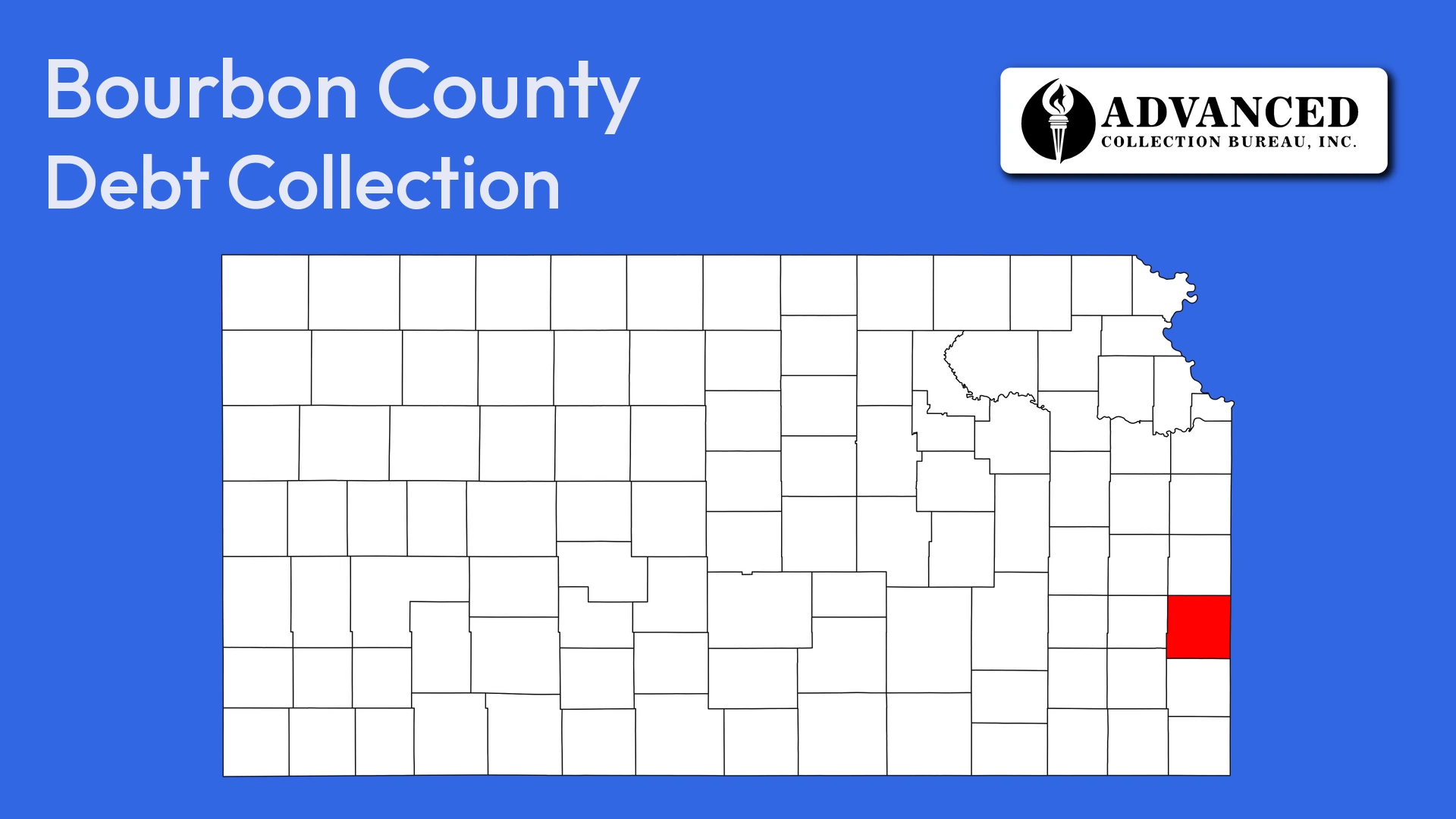 Map of Kansas highlighting Bourbon County