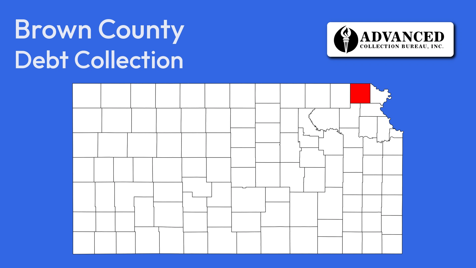 Map of Kansas highlighting Brown County