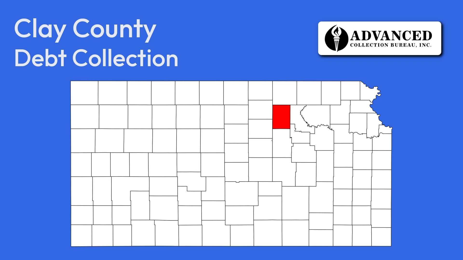 Map of Kansas highlighting Clay County