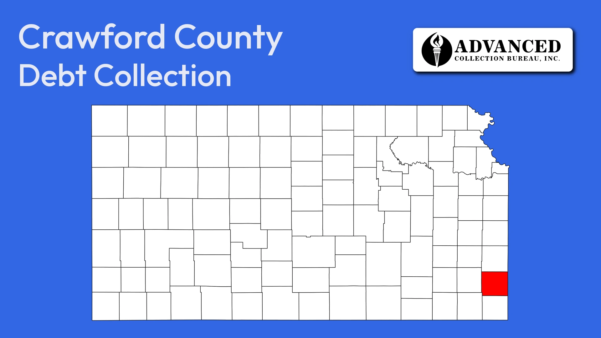 Map of Kansas highlighting Crawford County