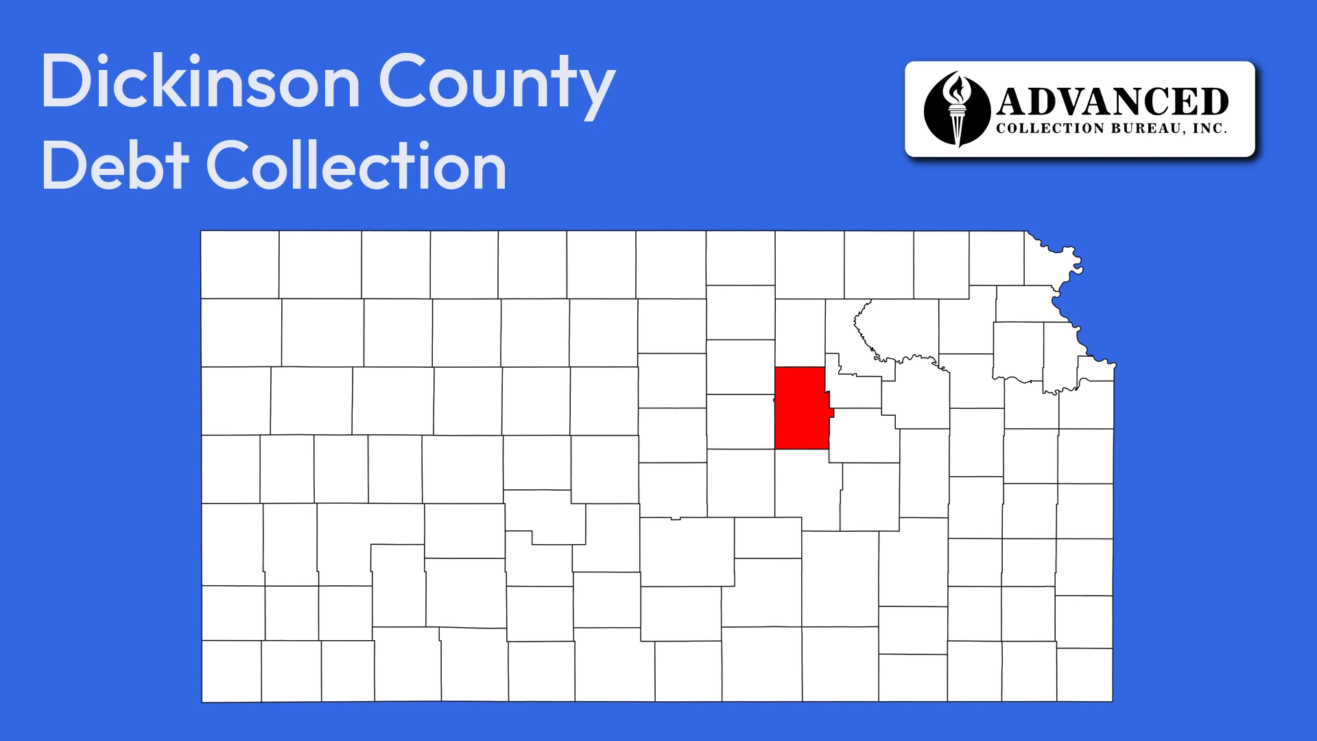 Map of Kansas highlighting Dickinson County