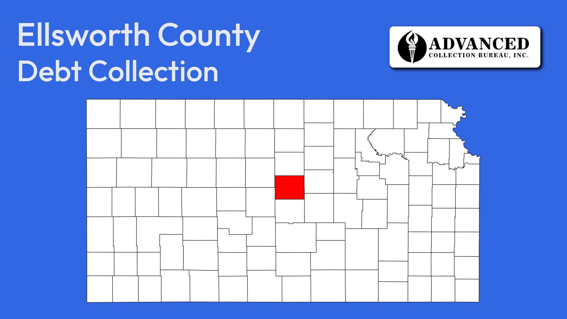 Map of Kansas highlighting Ellsworth County