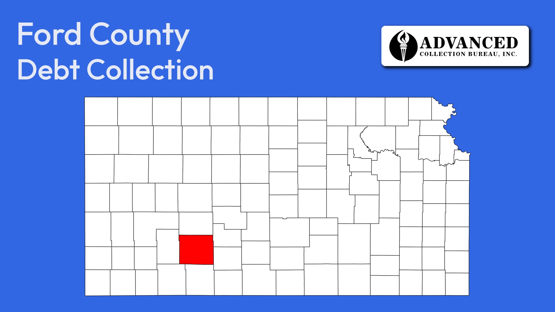 Map of Kansas highlighting Ford County